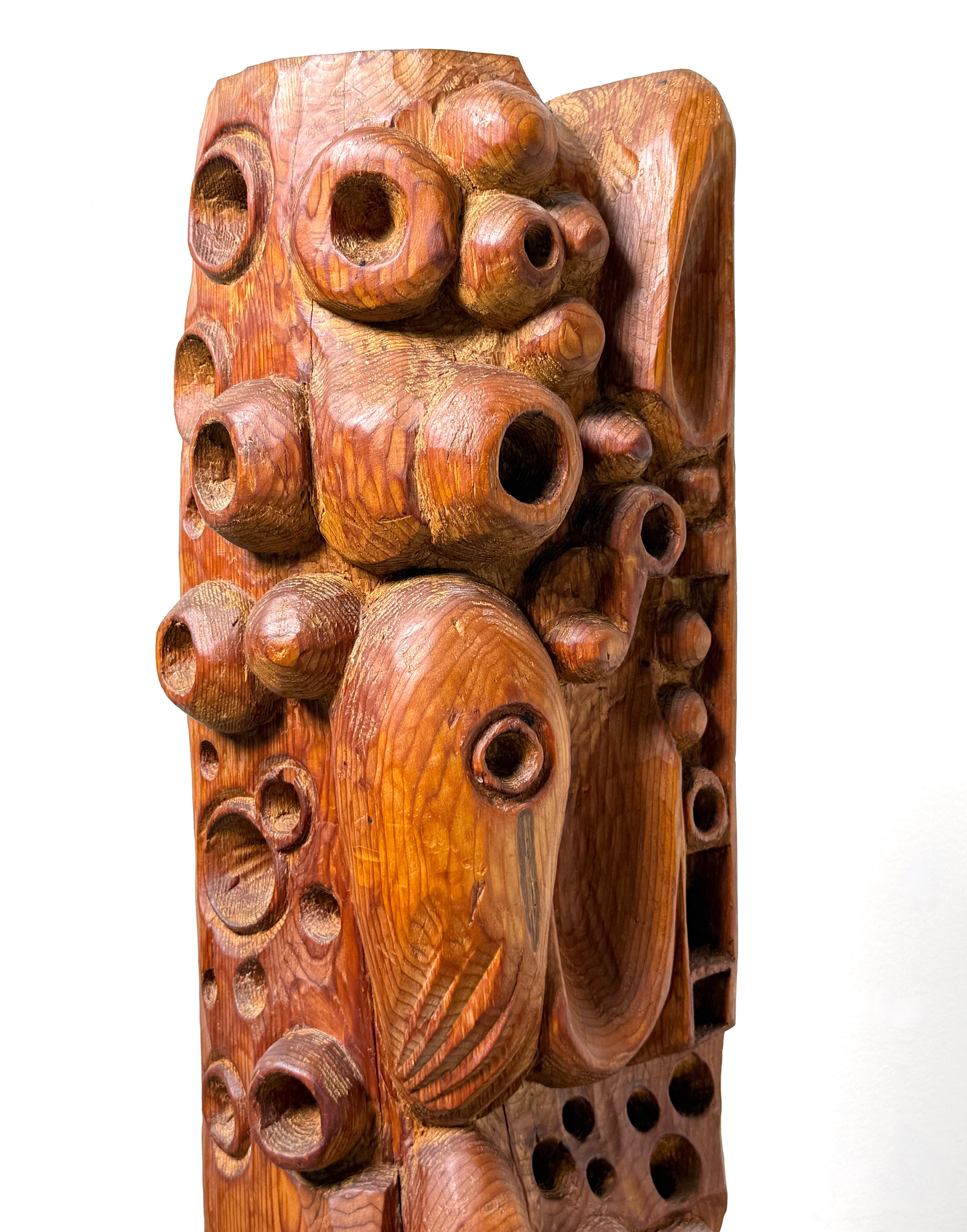 Mid-Century Modern Mid Century Modern Abstract Organic Biomorphic Carved Wood Totem Sculpture 1960s For Sale