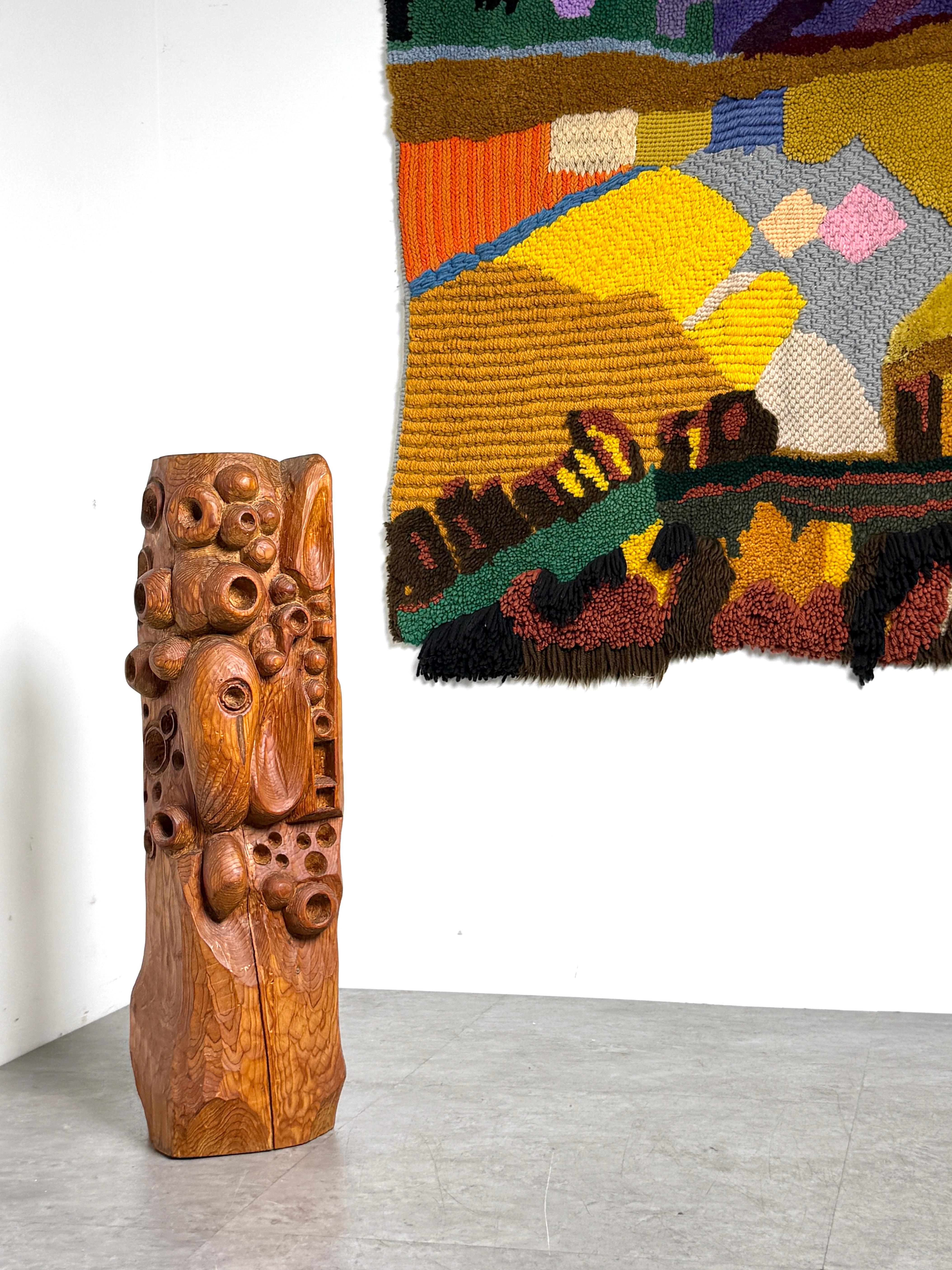 Mid-20th Century Mid Century Modern Abstract Organic Biomorphic Carved Wood Totem Sculpture 1960s For Sale
