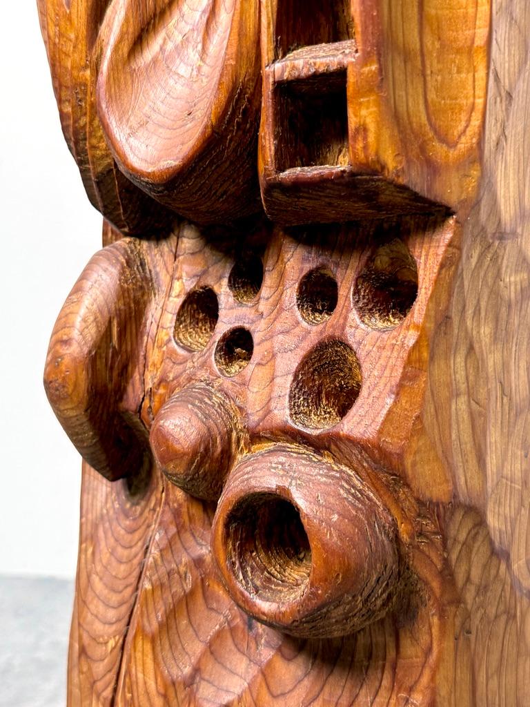 Mid Century Modern Abstract Organic Biomorphic Carved Wood Totem Sculpture 1960s For Sale 2