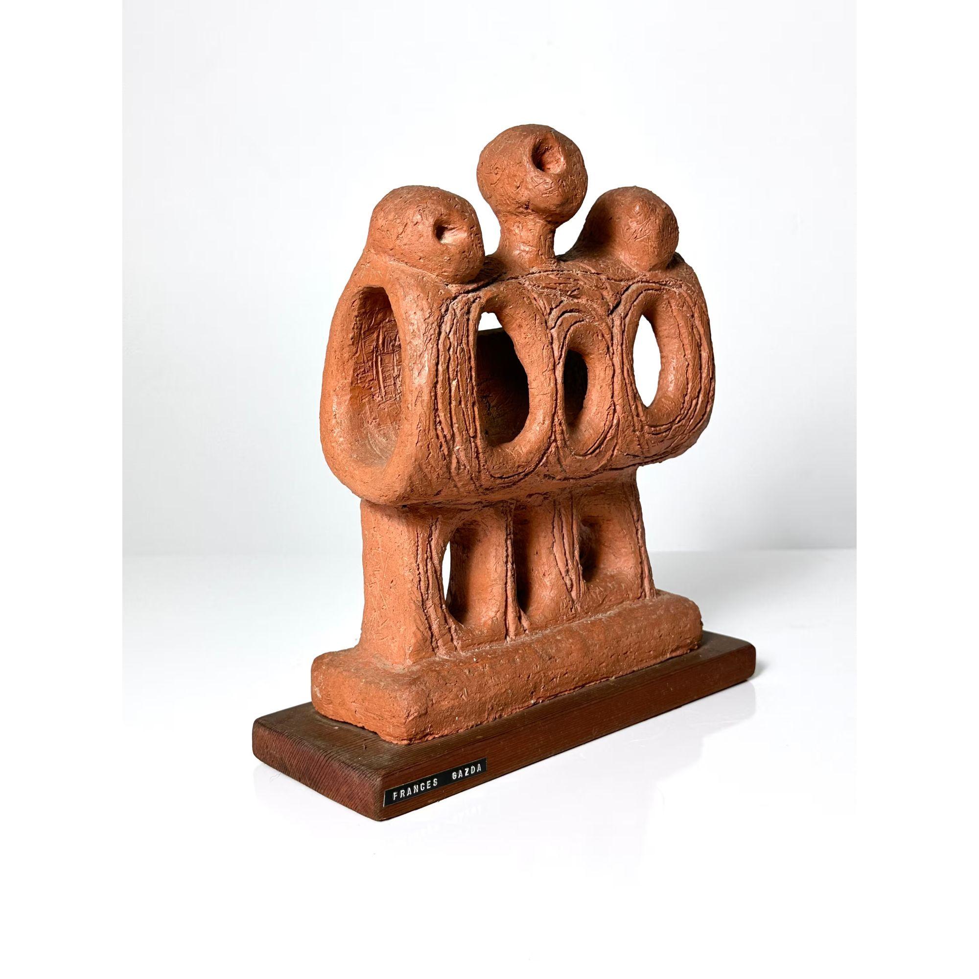 Escultura de cerámica figurativa abstracta modernista de mediados de siglo firmada por Fran Gazda en Bueno estado para la venta en Troy, MI