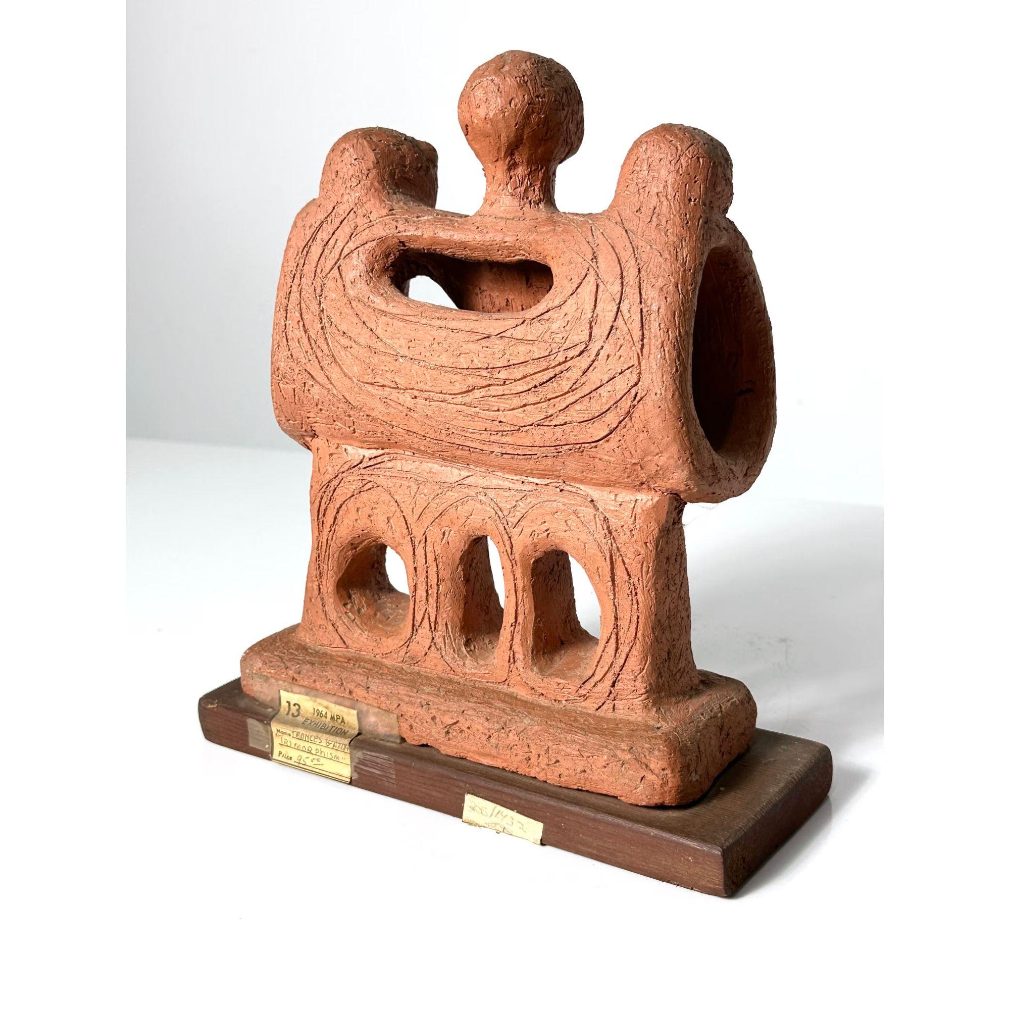 Escultura de cerámica figurativa abstracta modernista de mediados de siglo firmada por Fran Gazda siglo XX en venta