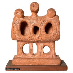 Escultura de cerámica figurativa abstracta modernista de mediados de siglo firmada por Fran Gazda