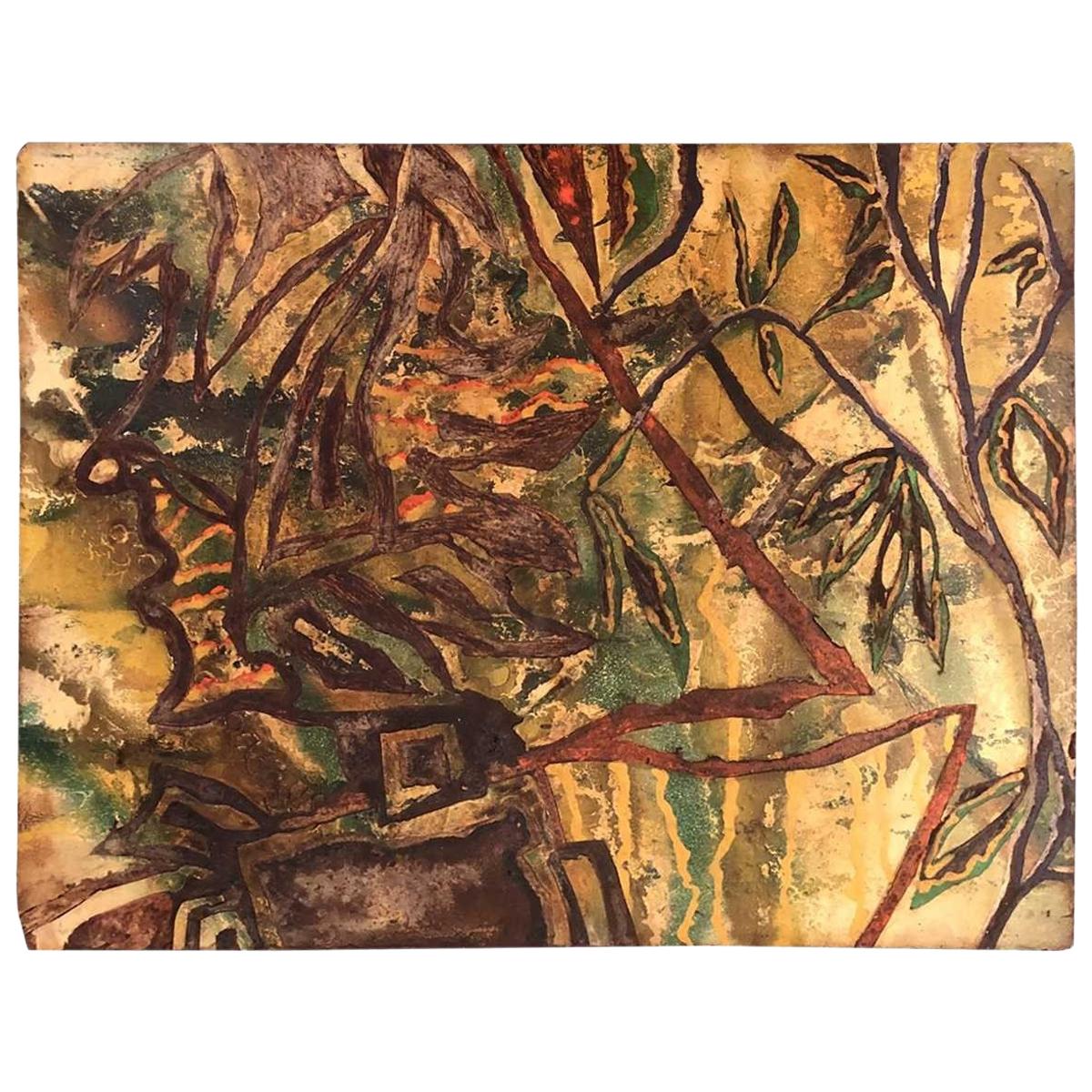 Mid-Century Modern Abstract Painted Panel, Mid-20th Century For Sale