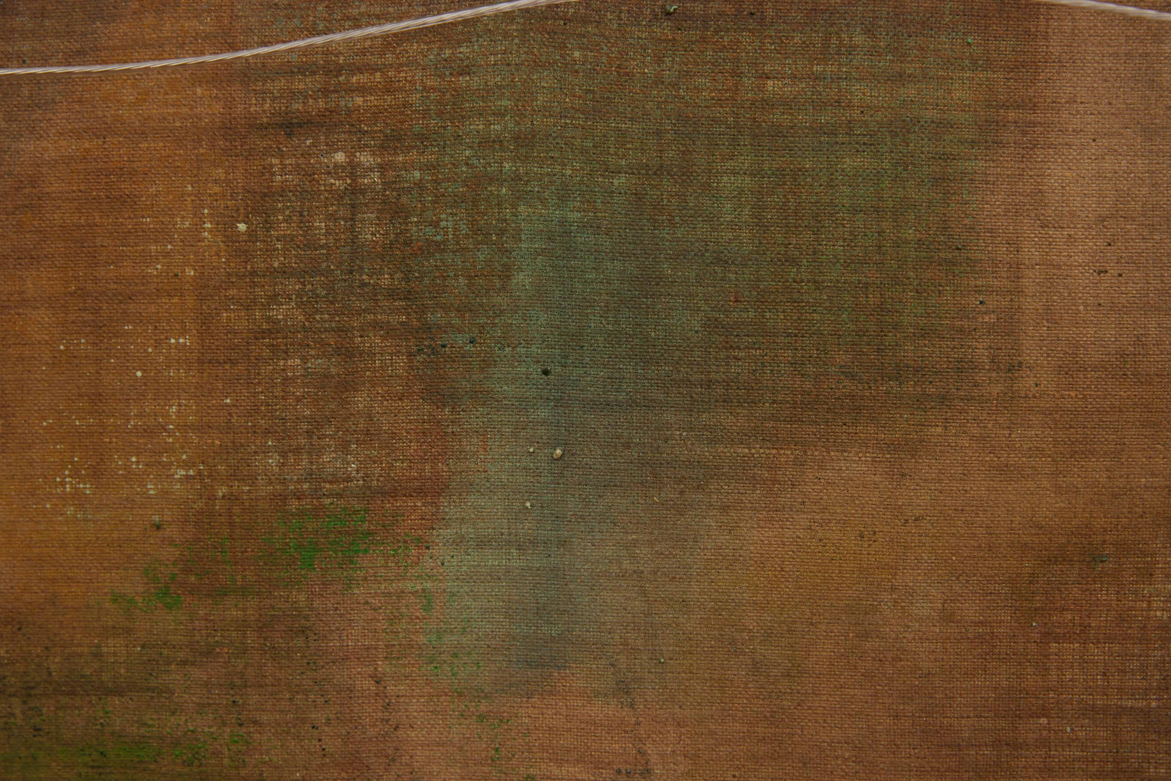 Danois Peinture abstraite de la modernité du milieu du siècle dernier, années 1960, tonalités vertes vibrantes de Brown Moon en vente