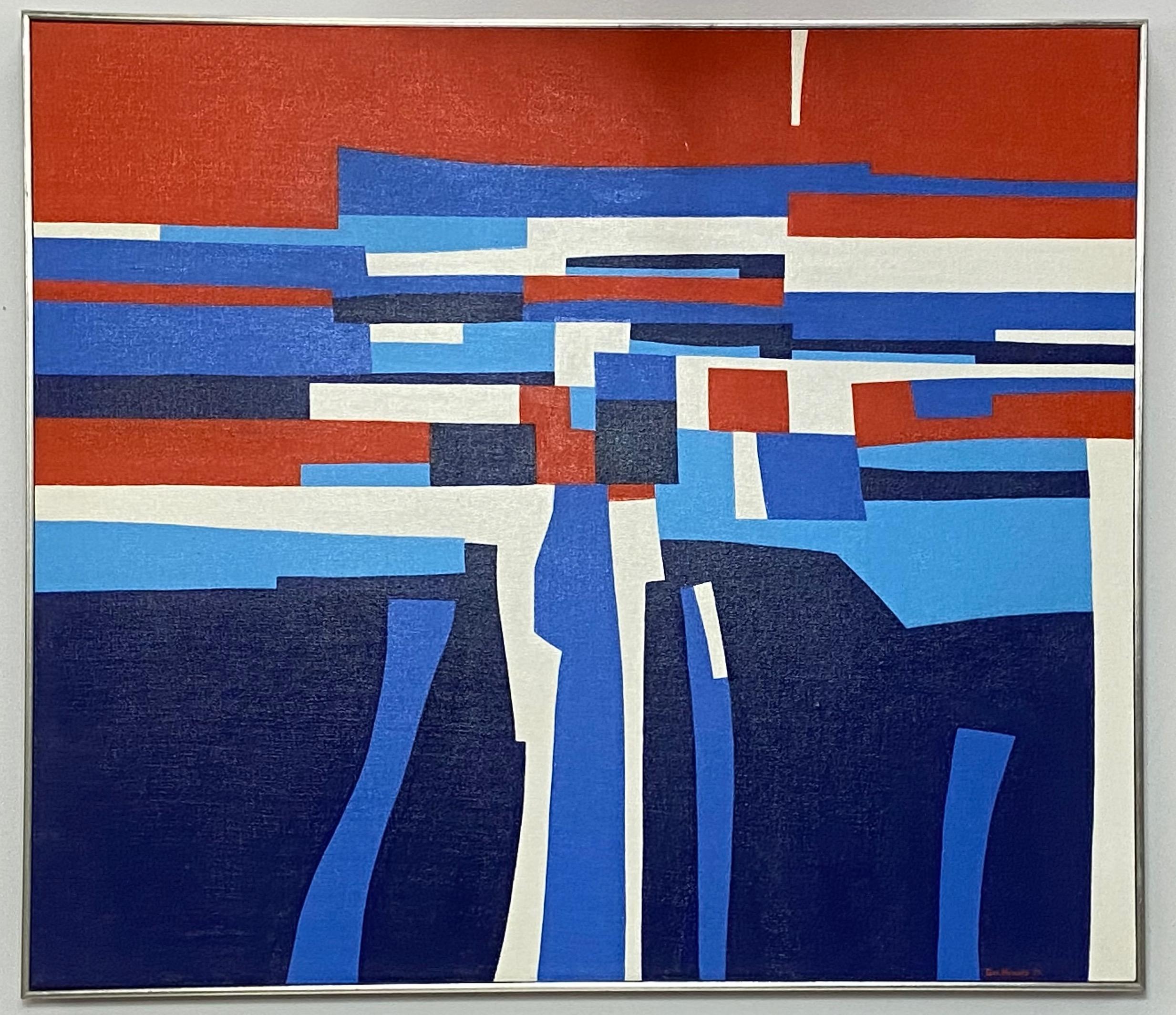 Hand-Painted Mid-Century Modern Abstract Painting 1970 by George Howard For Sale