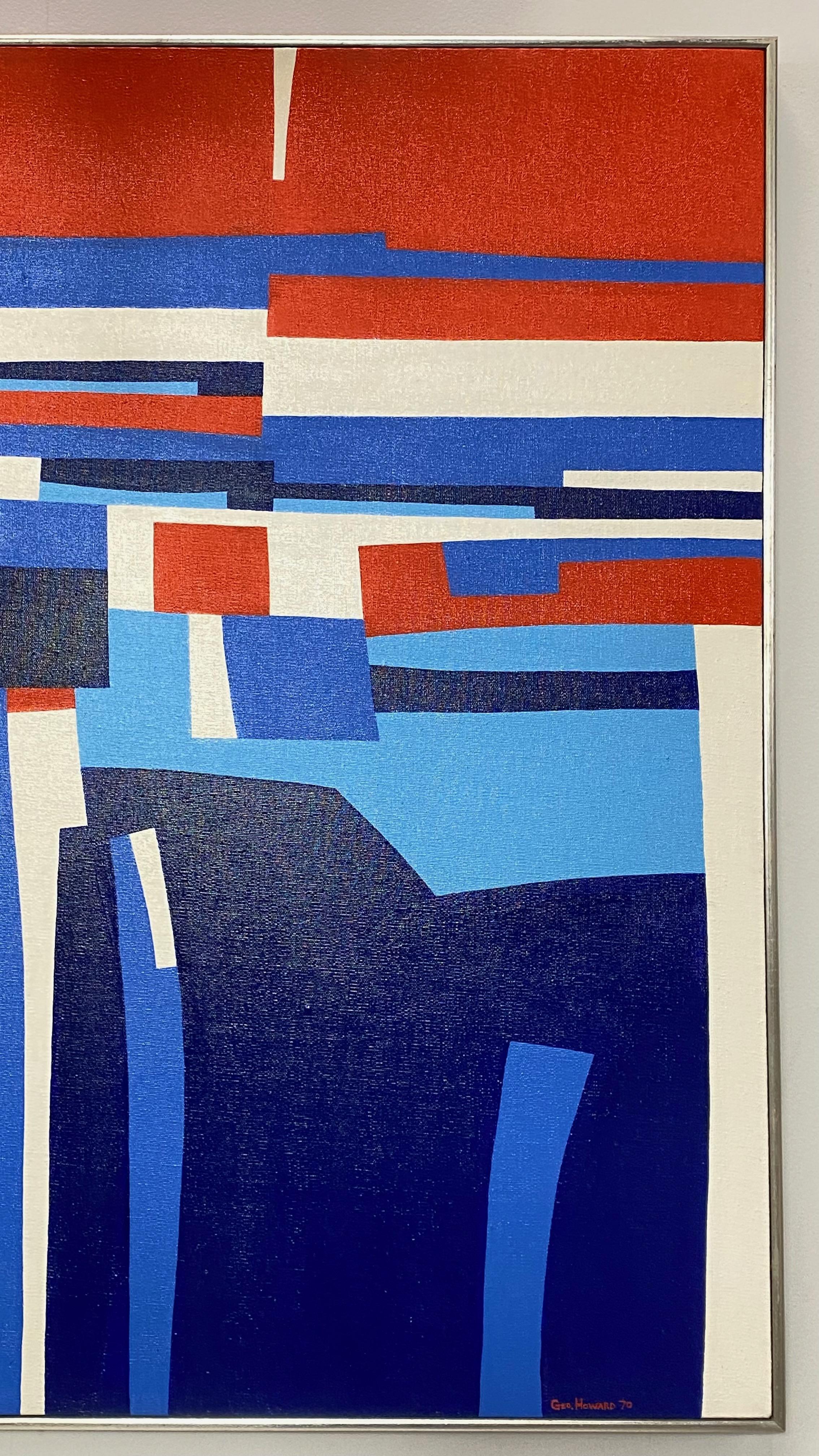 Toile Peinture abstraite moderne mi-siècle moderne de George Howard, 1970 en vente