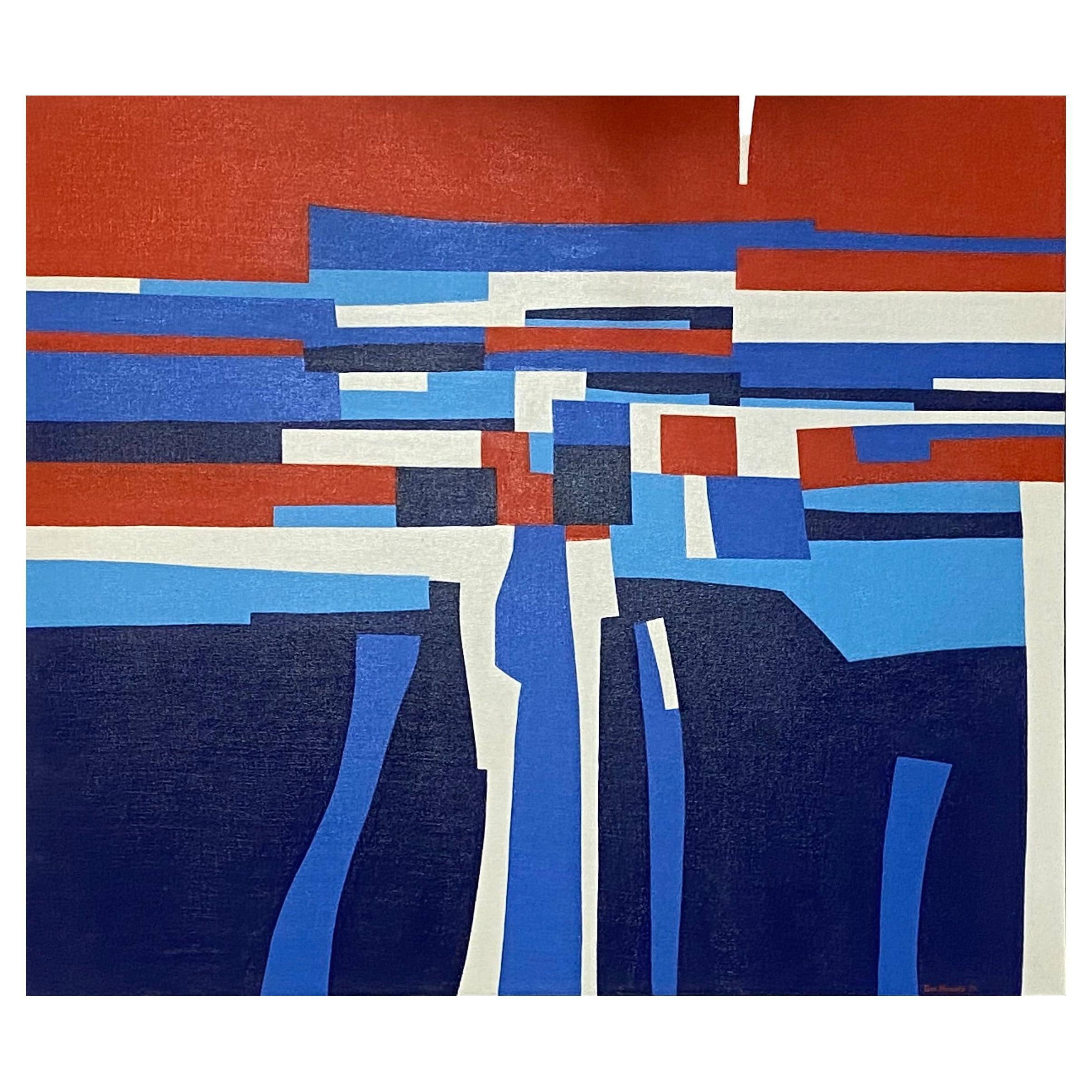 Peinture abstraite moderne mi-siècle moderne de George Howard, 1970 en vente