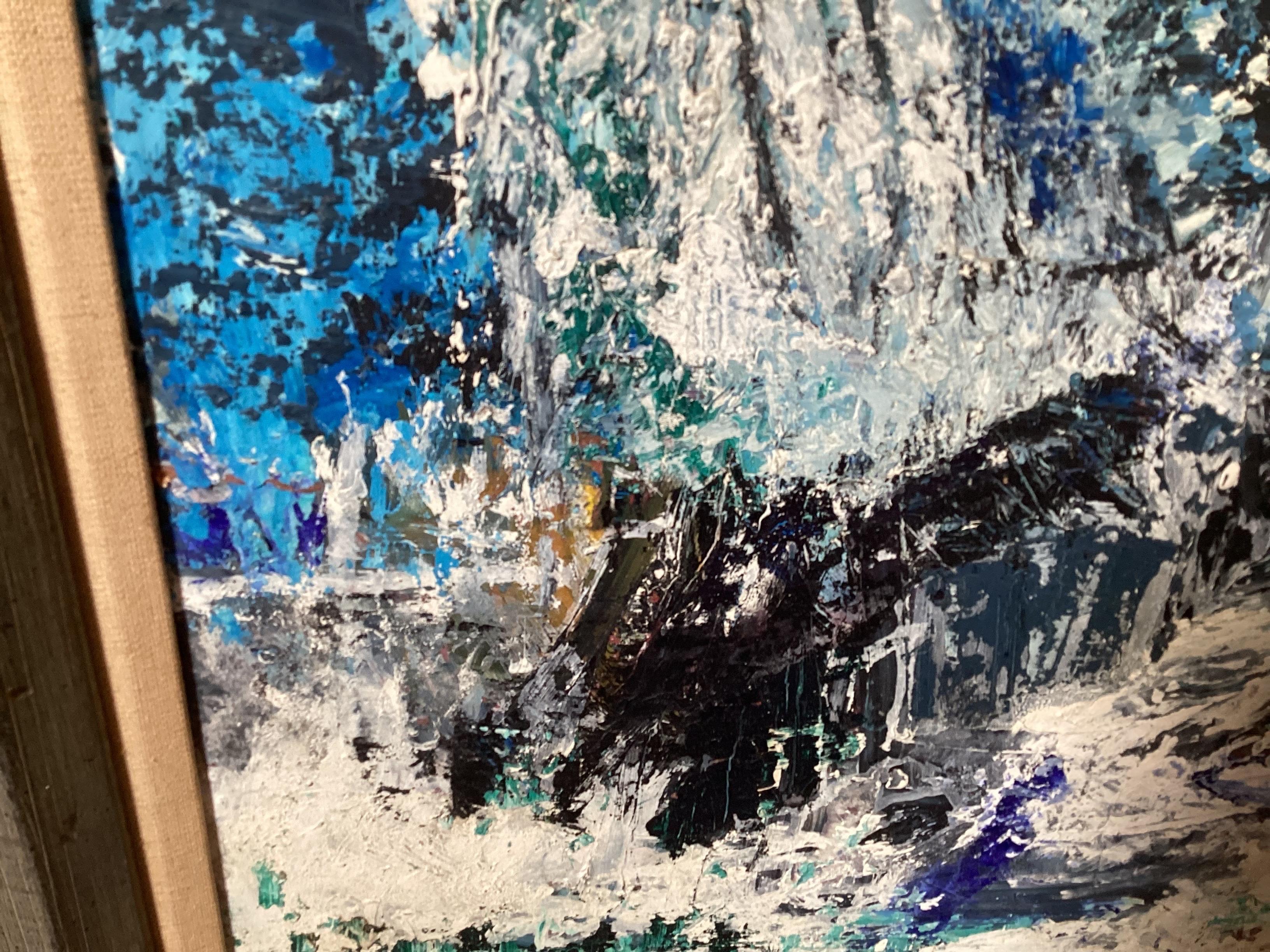 Abstraktes Gemälde von Eileen Schreiber aus der Mitte des Jahrhunderts im Zustand „Gut“ im Angebot in Lambertville, NJ