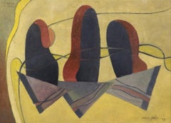 Mid-Century Modern Abstract Painting by Hugo Mohl, Dated 1947