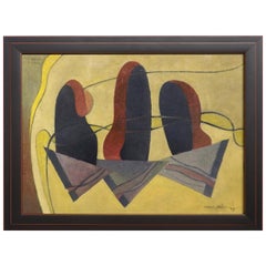 Mid-Century Modern Abstract Painting by Hugo Mohl, Dated 1947