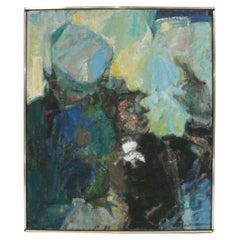 Mid Century Modern Abstract Painting by Irving Rosenzweig 30"Hx 24.75"W