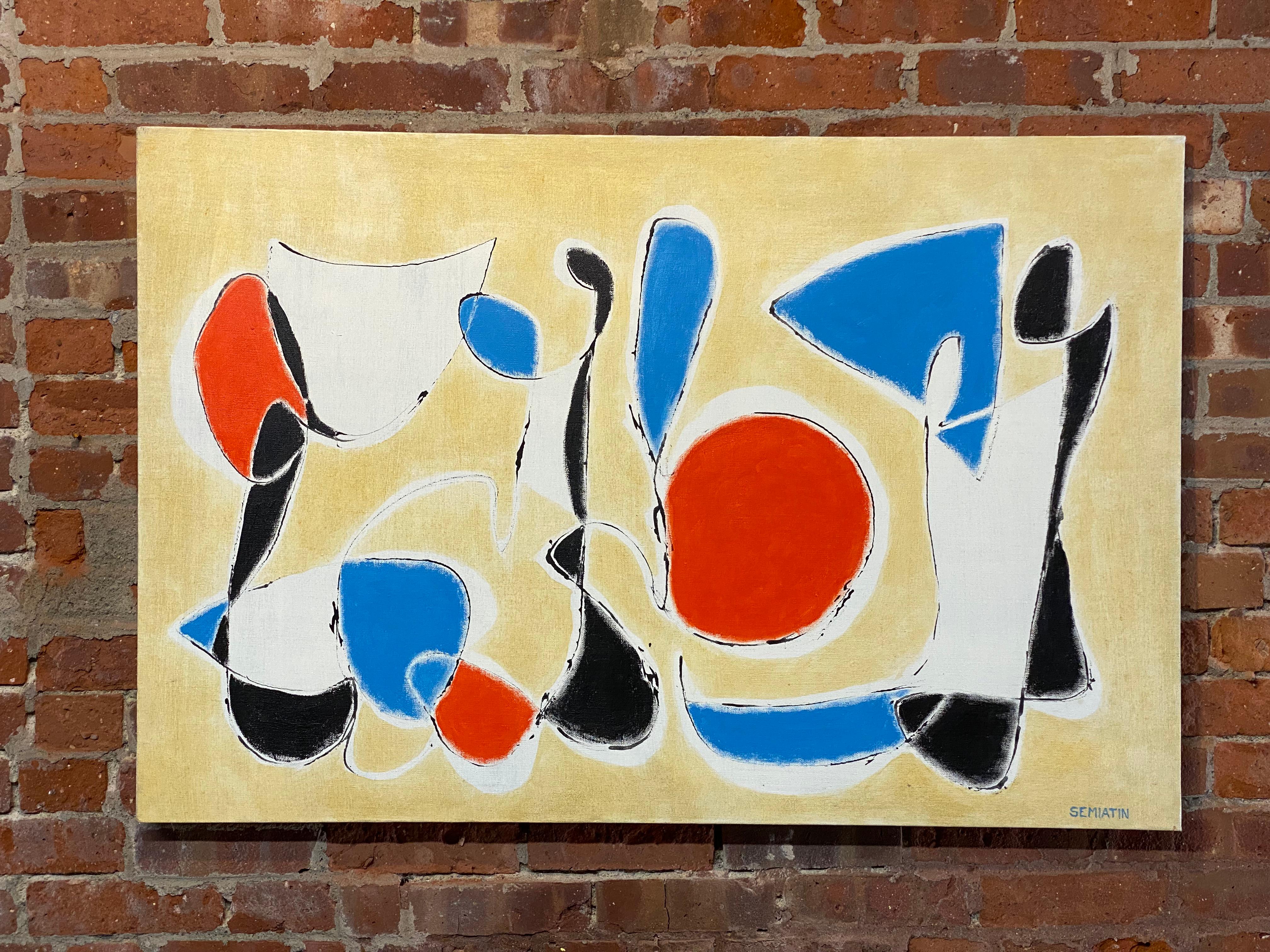  Mid Century Modern Abstract Painting by Jacob Semiatin (1915-2003) For Sale 8