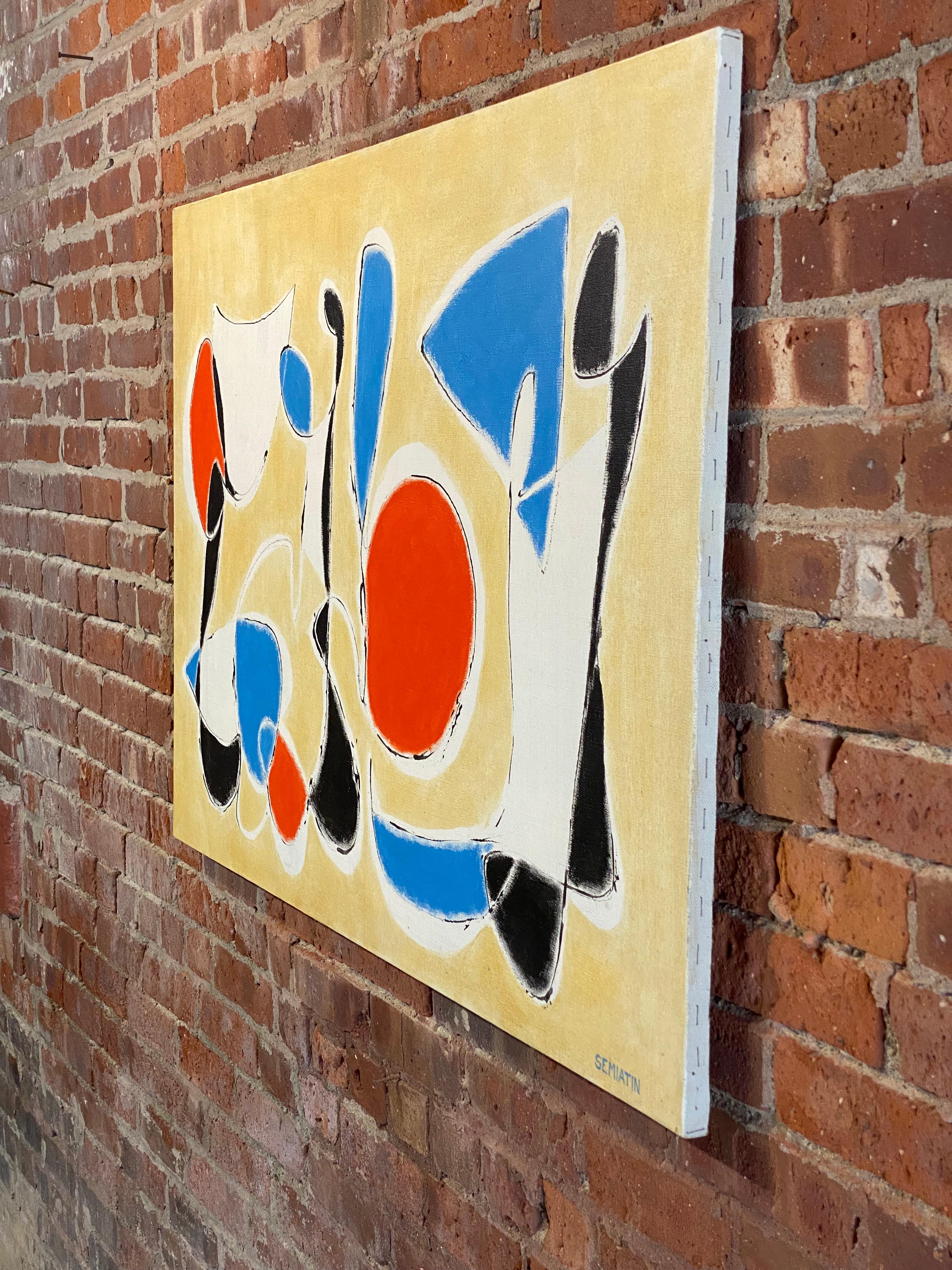  Mid Century Modern Abstract Painting by Jacob Semiatin (1915-2003) In Good Condition For Sale In Garnerville, NY