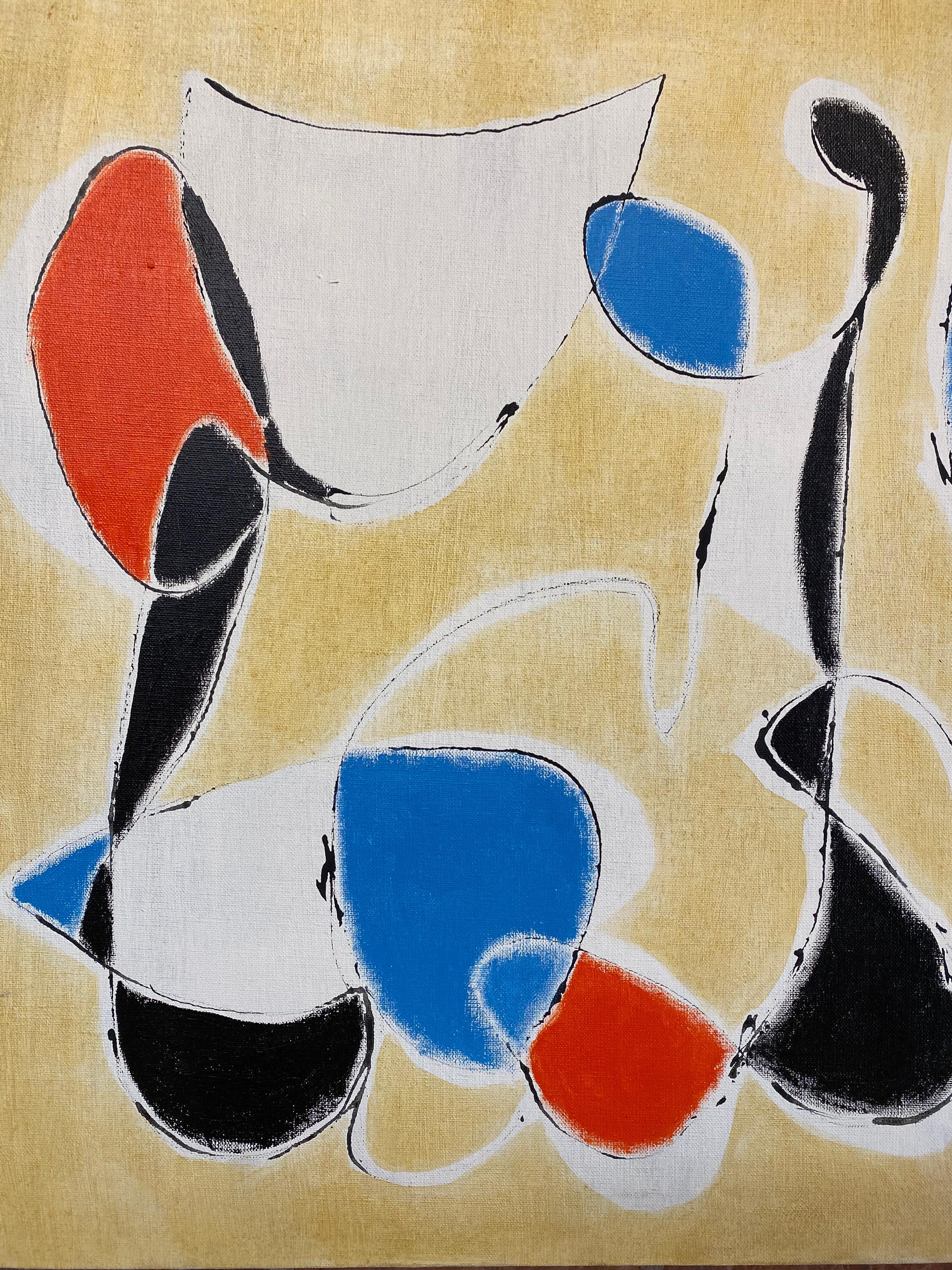  Mid Century Modern Abstract Painting by Jacob Semiatin (1915-2003) For Sale 1