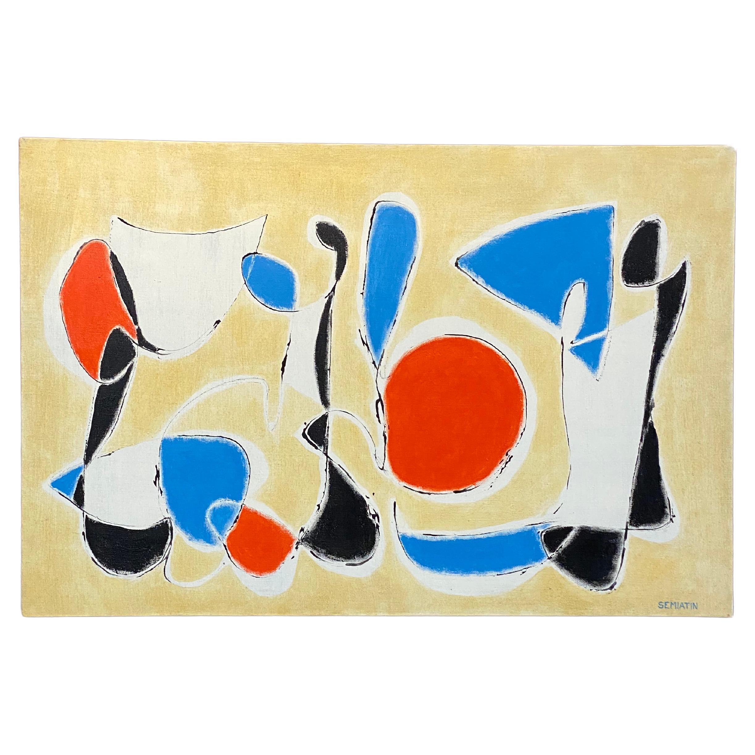  Mid Century Modern Abstract Painting by Jacob Semiatin (1915-2003) For Sale