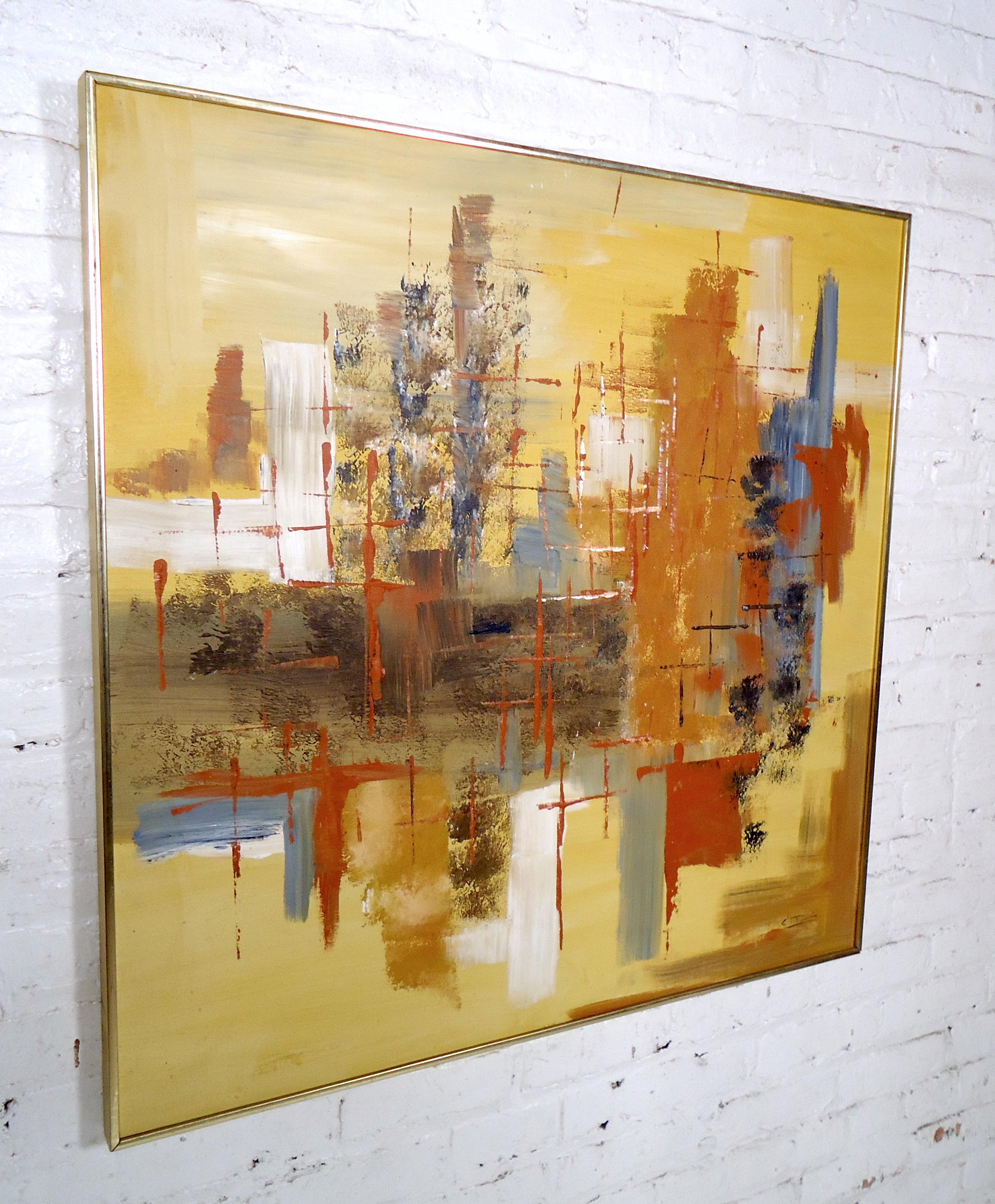 Vintage modern abstract oil painting using a variety of bright colors signed by artist.
Please confirm item location (NY or NJ) with dealer.

  