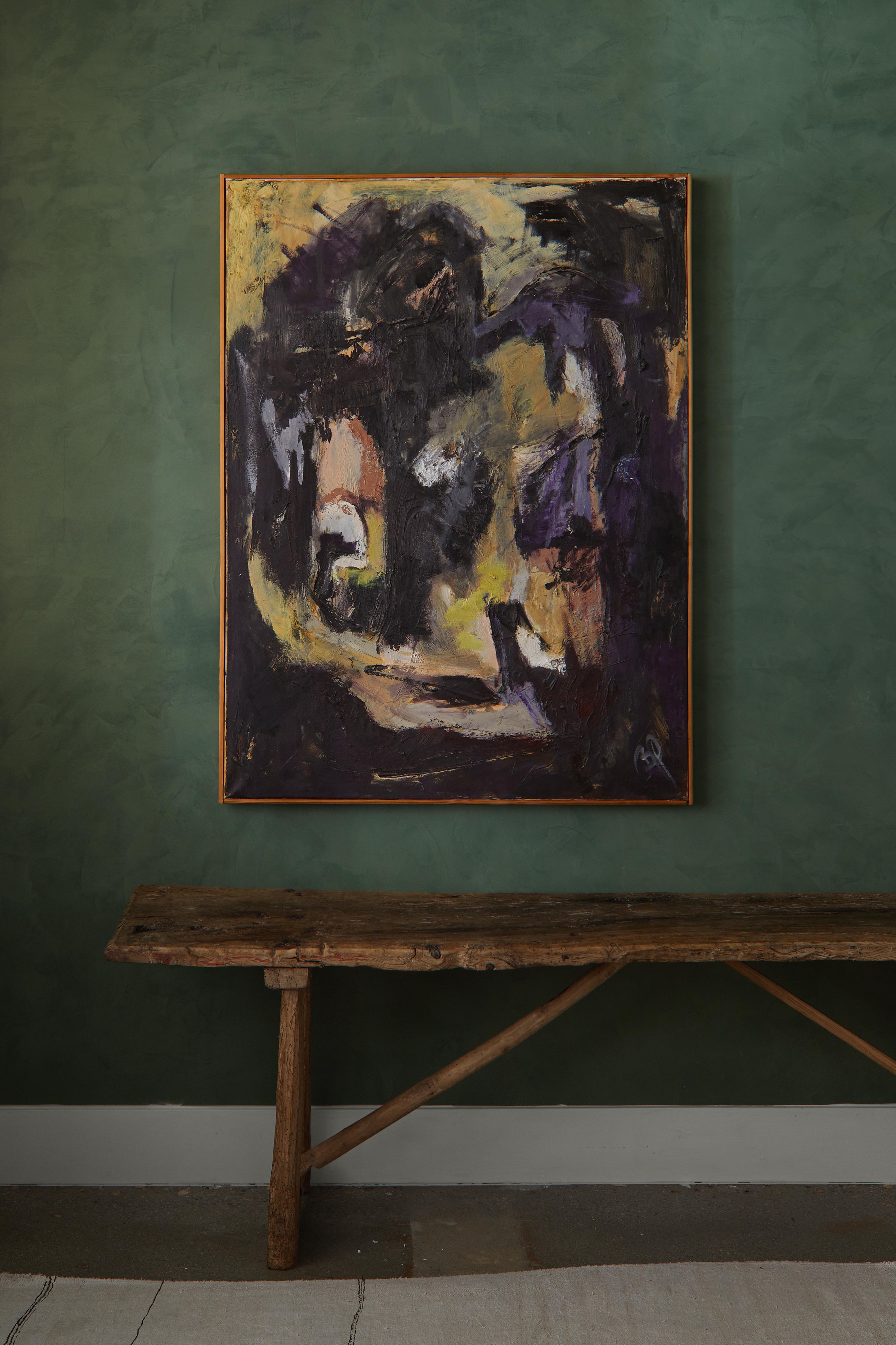 Hand-Painted Mid-Century Modern Abstract Painting For Sale