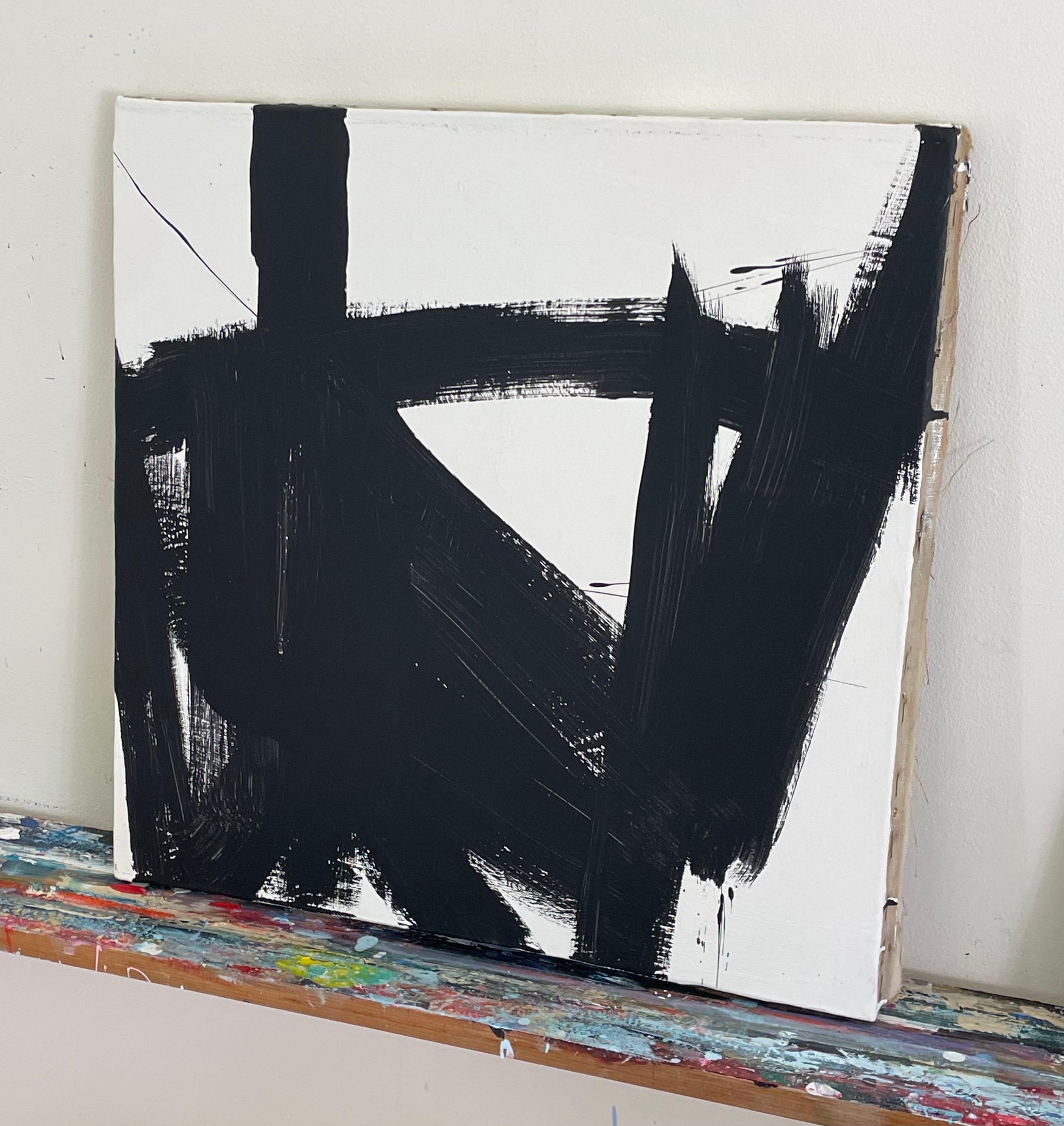 Mid Century Modern Abstract Painting In The Style of Franz Kline Estadounidense en venta