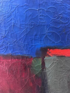 Mid-century Modern Abstract Painting with Crackle Textures