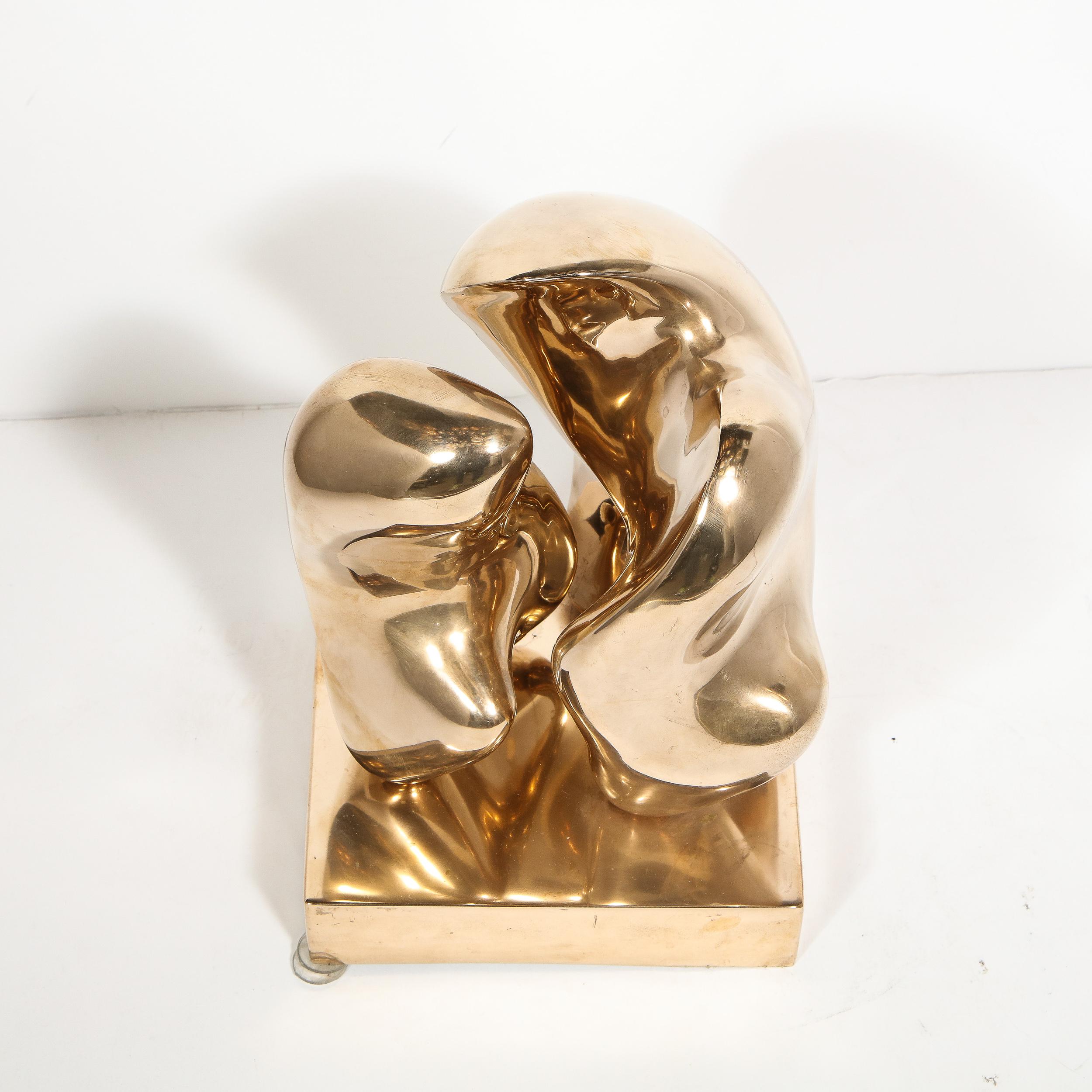 Mid-Century Modern Abstract Polished Brass Amorphic Sculpture Signed by Karpel 5