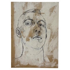 The Moderns Abstract Portrait Drawing - 1958 Signed Expressionist Artwork