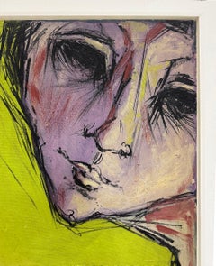 Mid-century Modern Abstract Portrait Painting Signed Francis '60