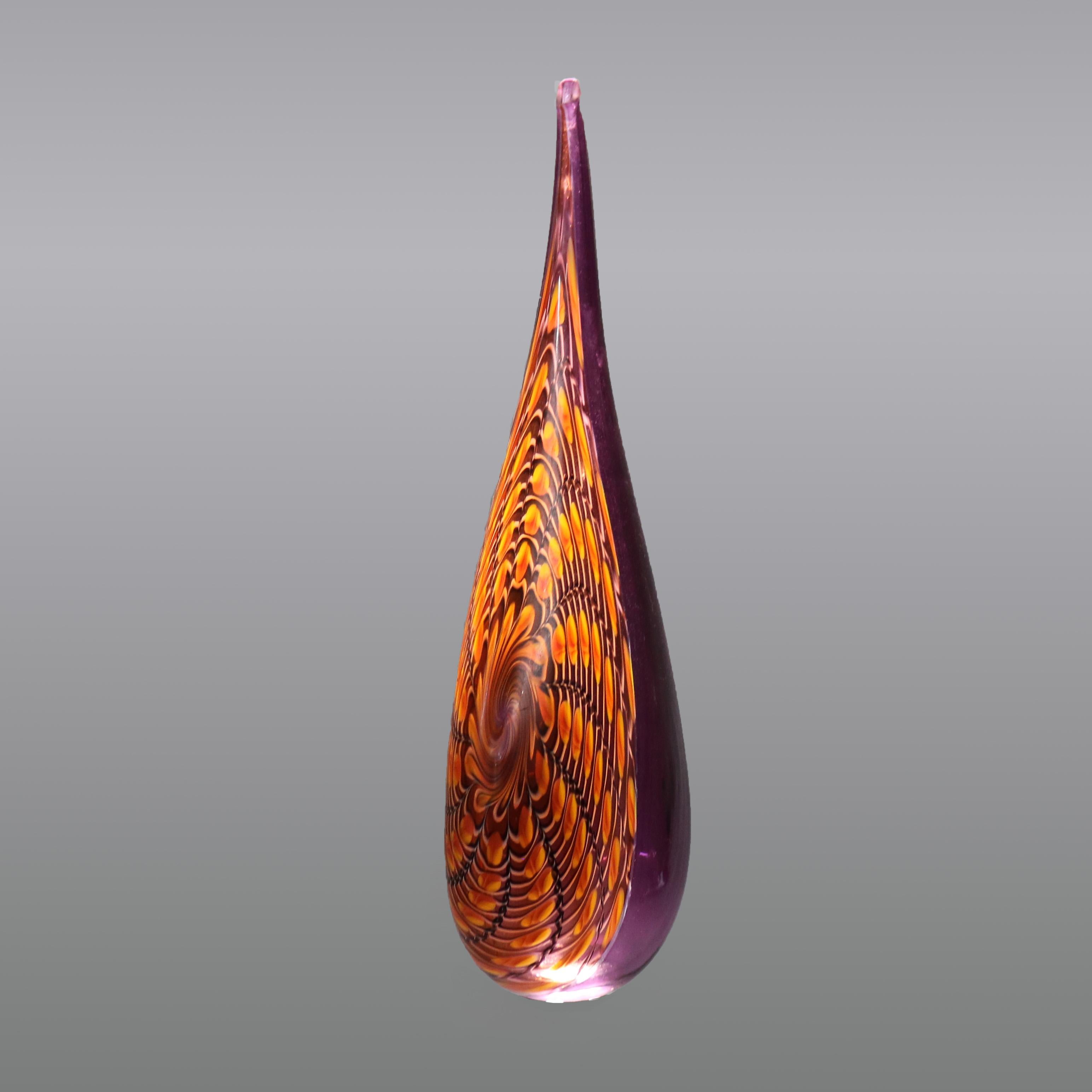 Vaso di vetro artistico con piume astratte della metà del secolo scorso C1960

Misure: 19,25