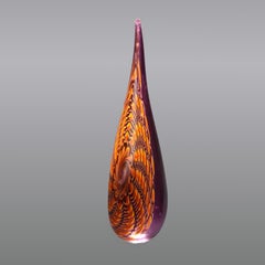 Mid Century Modern Abstract Pulled Feather Art Glass Vase C1960