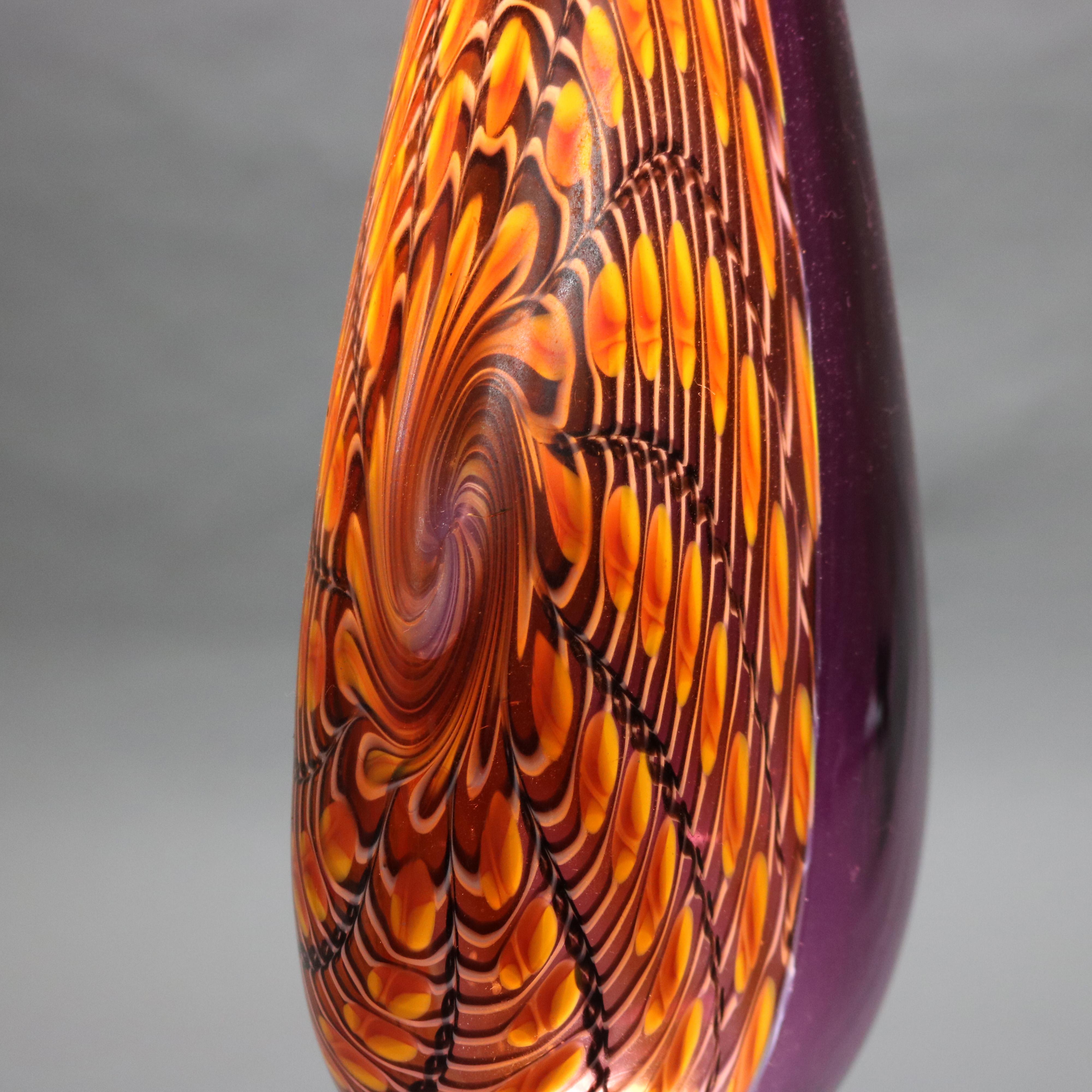 Vaso di vetro artistico con piume astratte della metà del secolo scorso C1960 in vendita 2