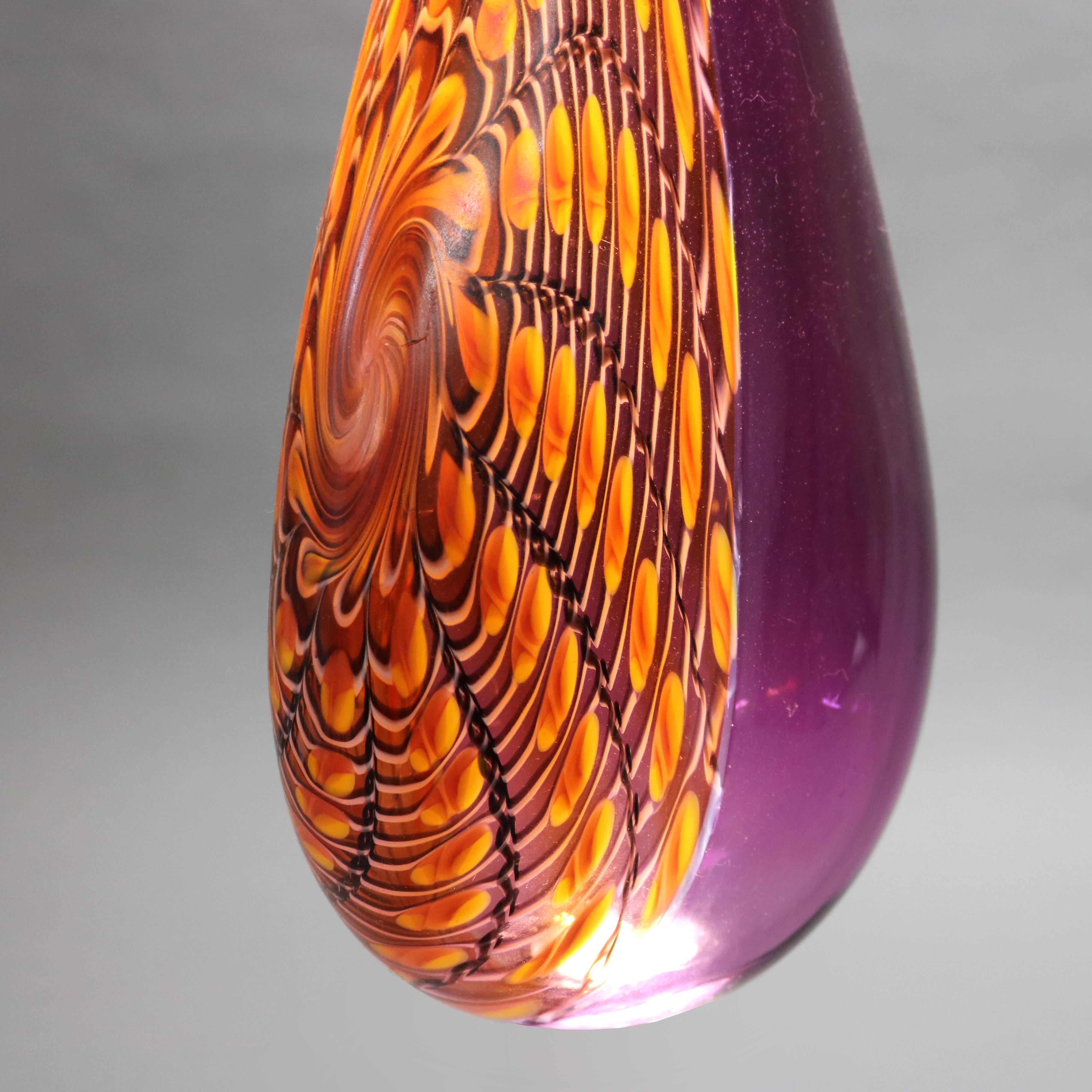 Vaso di vetro artistico con piume astratte della metà del secolo scorso C1960 in vendita 3