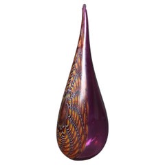 Mid Century Modern Abstract Pulled Feather Art Glass Vase C1960