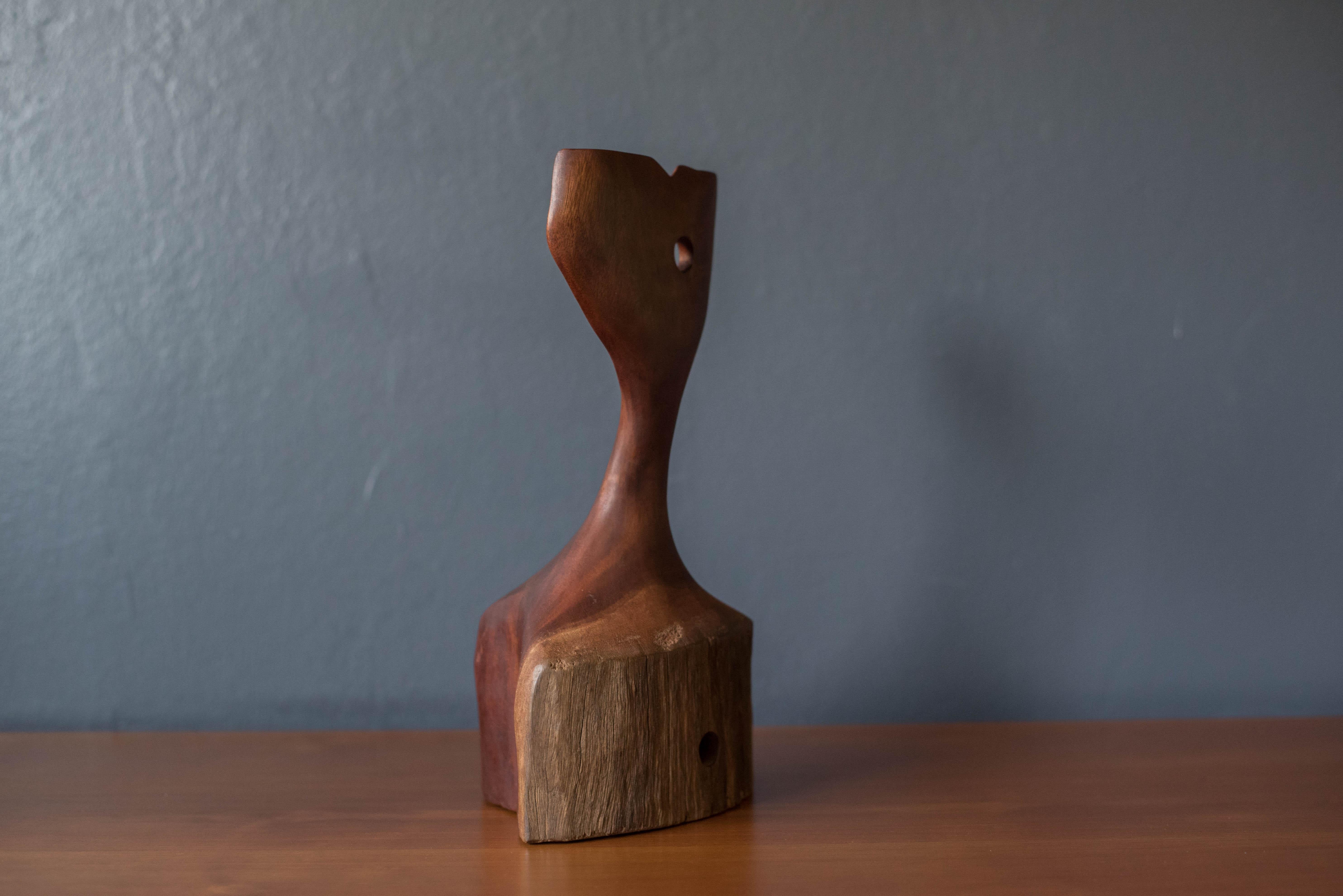 Mid-Century Modern Abstract Redwood Whale Sculpture 1