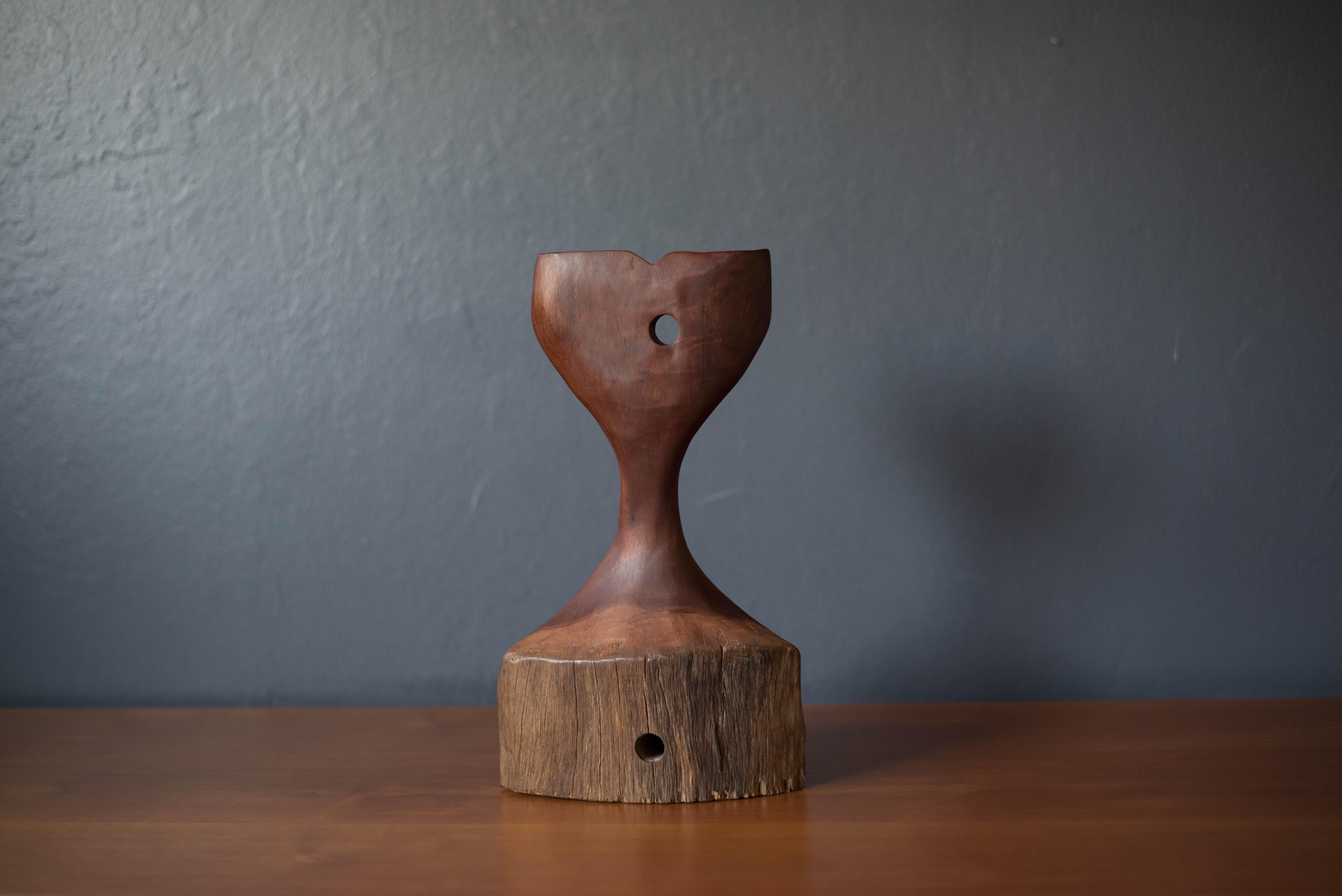 Mid-Century Modern Abstract Redwood Whale Sculpture 3