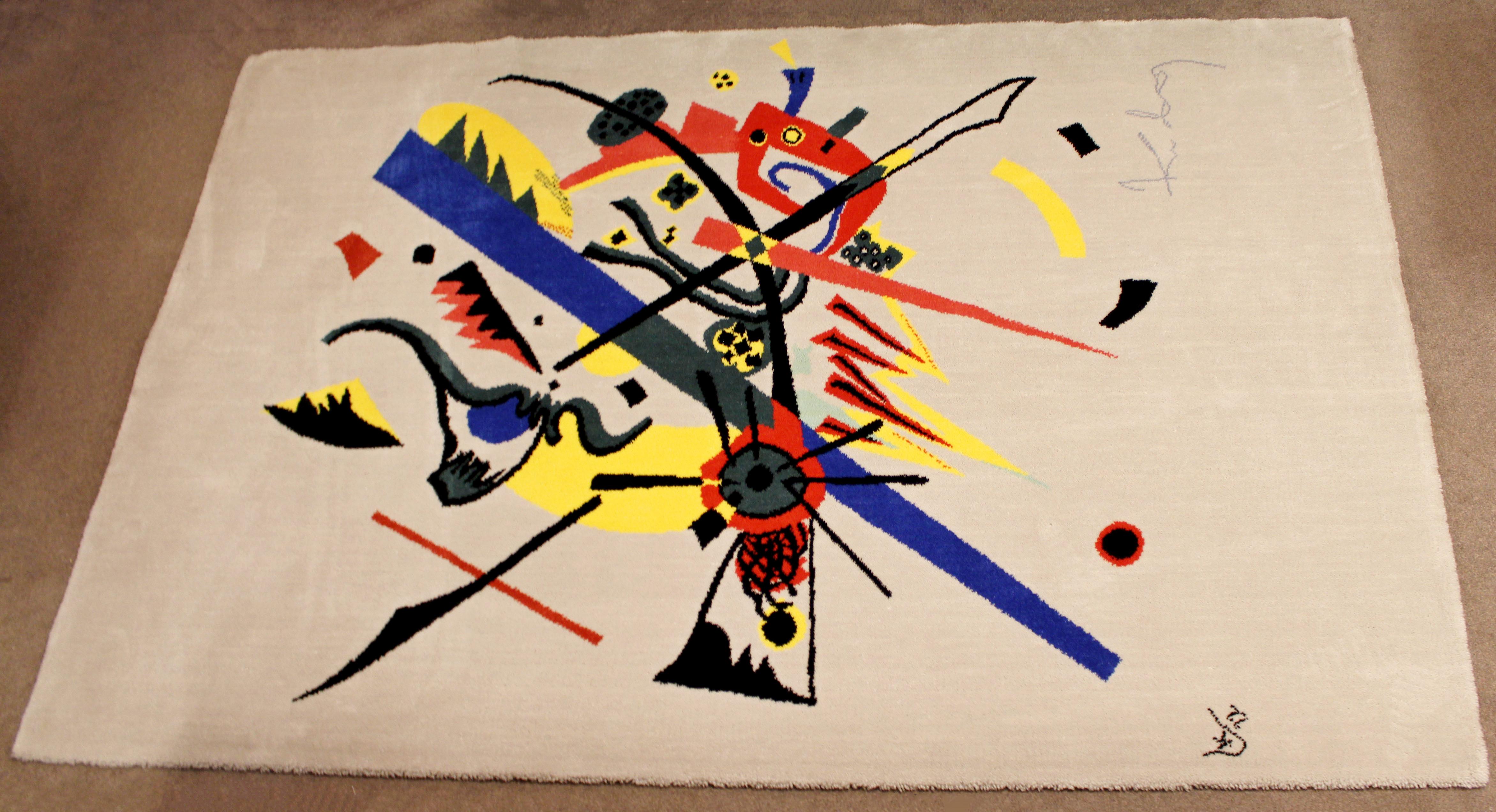 Mid-Century Modern Abstract Rug Tapestry Inspired by Kandinsky Small Worlds In Good Condition In Keego Harbor, MI