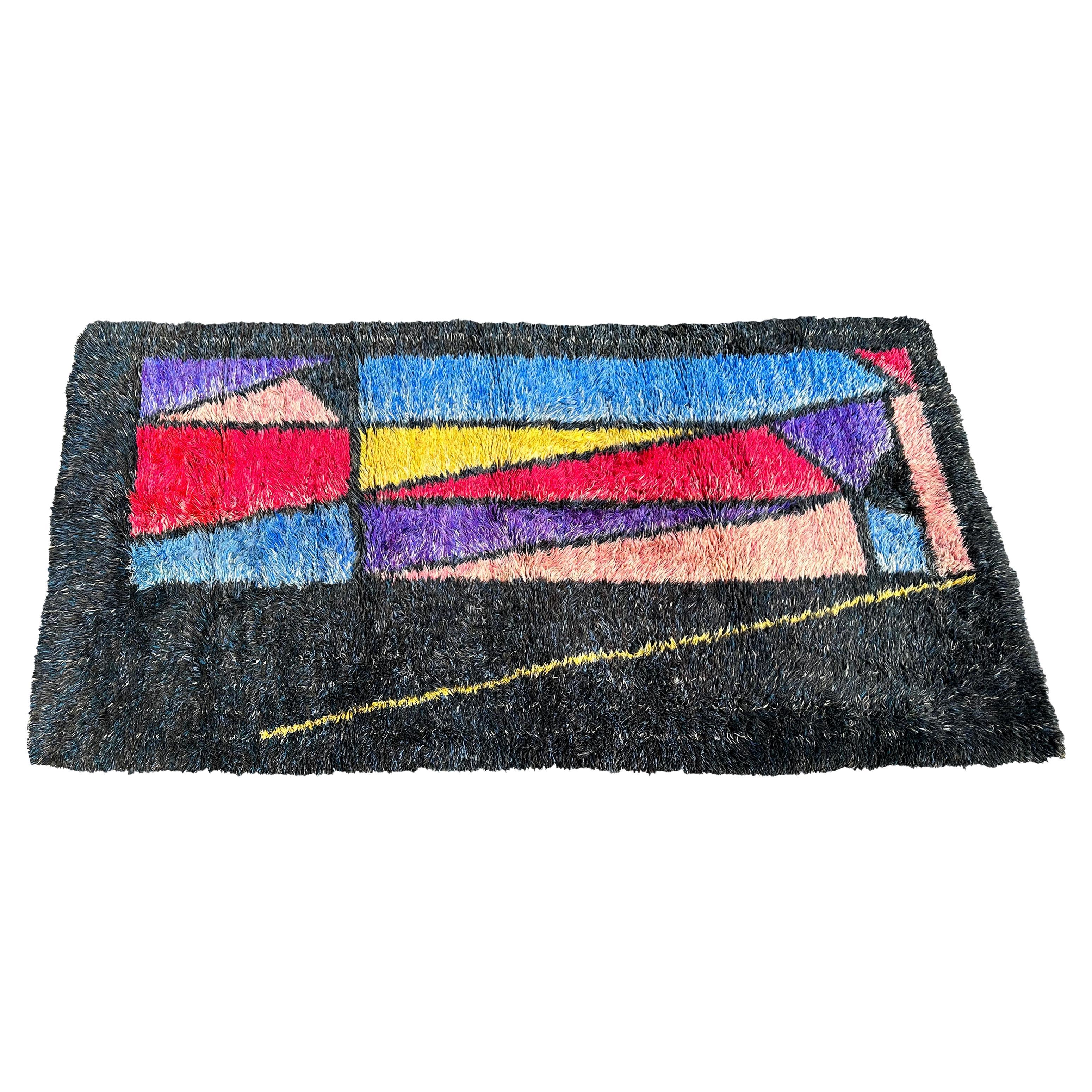 Mid Century Modern Abstract Rya Shag Rug 6 x 11 For Sale