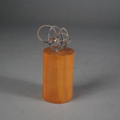 Mid Century Modern Abstract Sterling Silver & Wood Sculpture 20thC