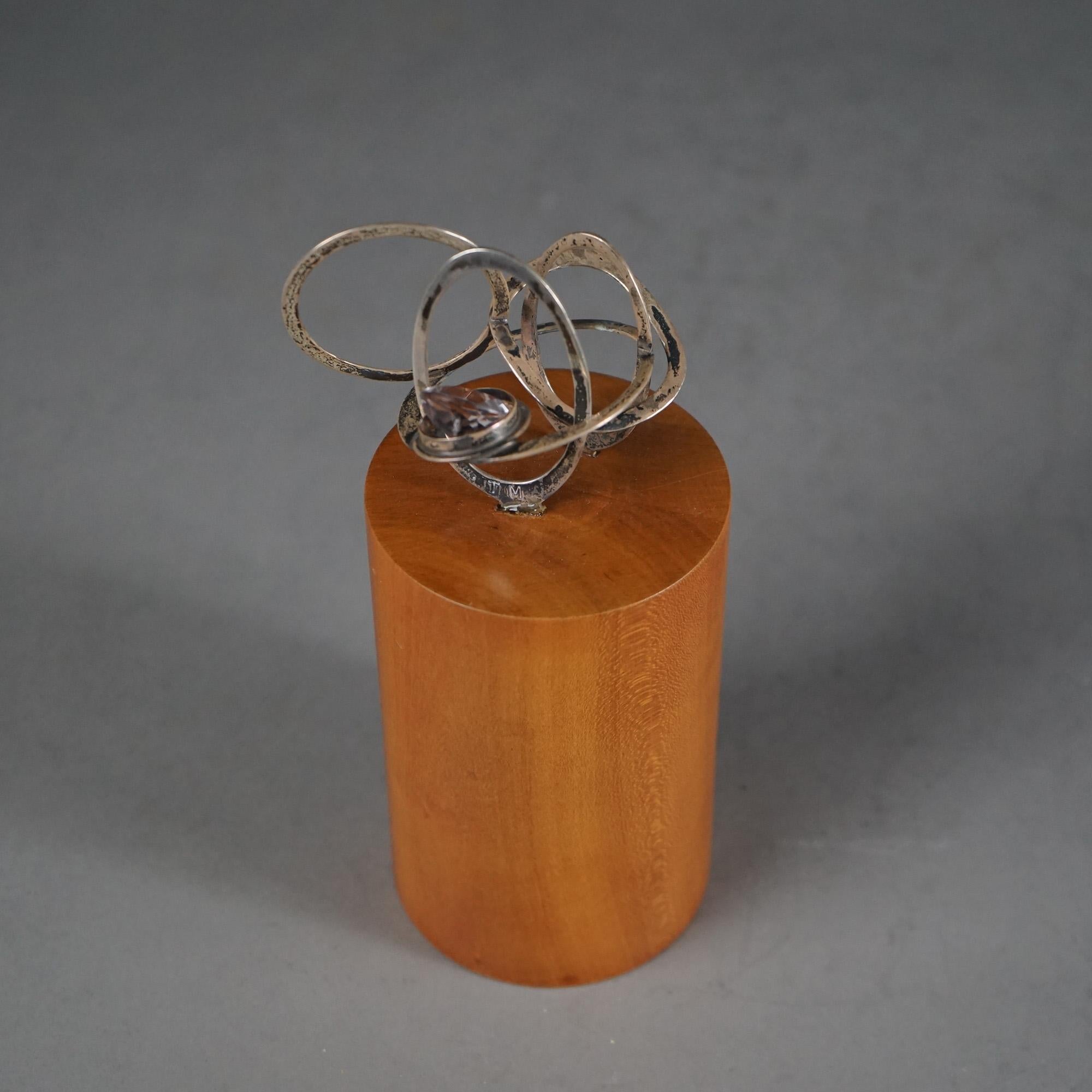 Abstrakte Skulptur aus Sterlingsilber und Holz, Mid-Century Modern, 20. Jahrhundert, Moderne (Moderne der Mitte des Jahrhunderts)