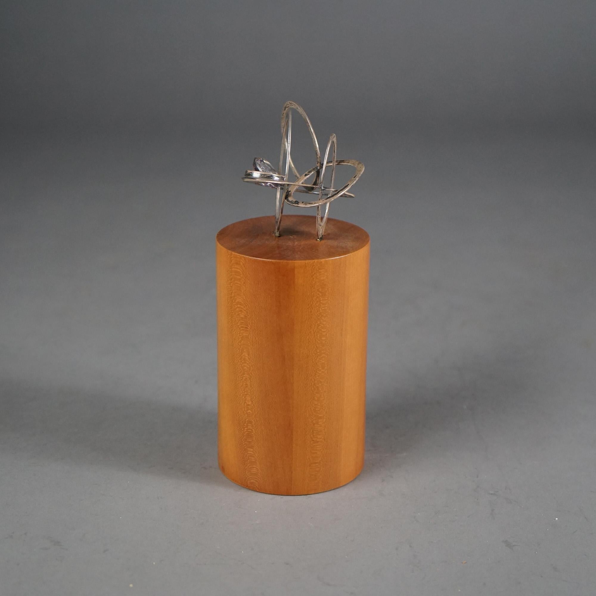 Abstrakte Skulptur aus Sterlingsilber und Holz, Mid-Century Modern, 20. Jahrhundert, Moderne 1
