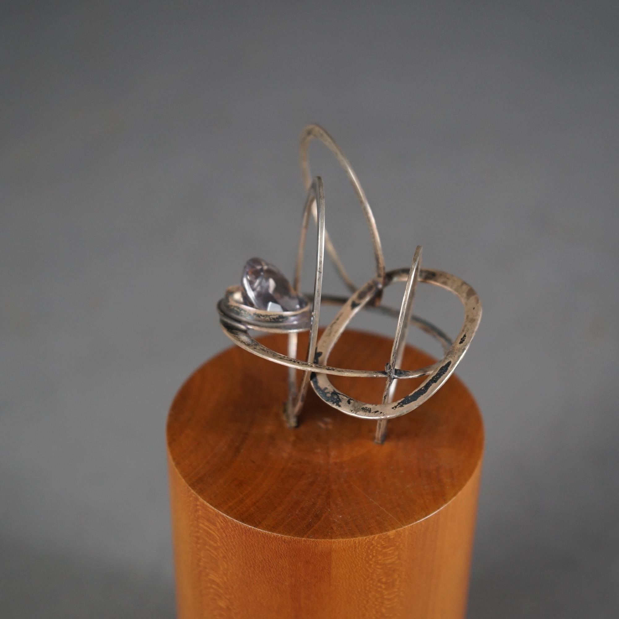 Abstrakte Skulptur aus Sterlingsilber und Holz, Mid-Century Modern, 20. Jahrhundert, Moderne 2