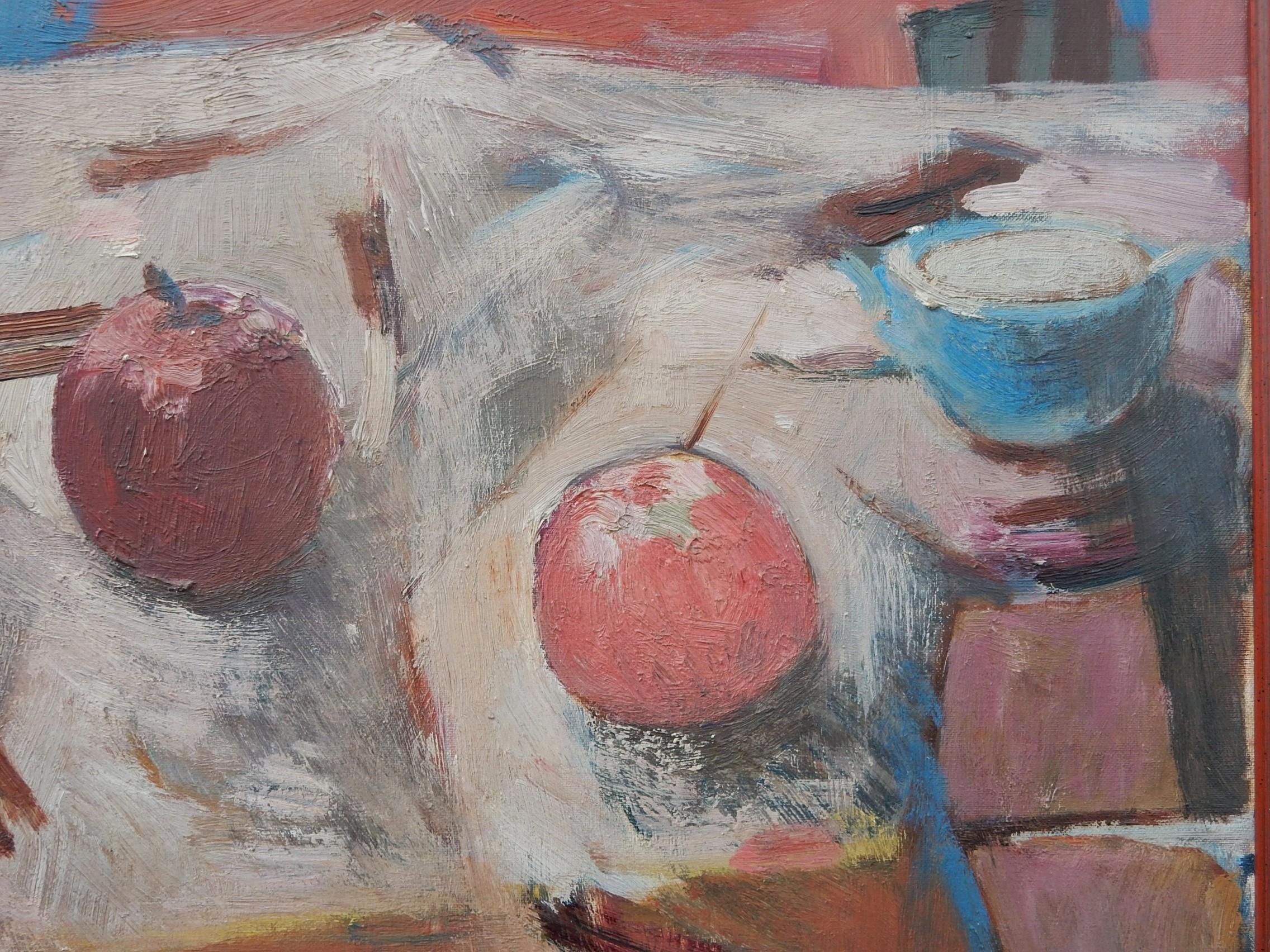 German Mid Century Modern Abstract Still Life Painting by Robert Hyde 1962 For Sale