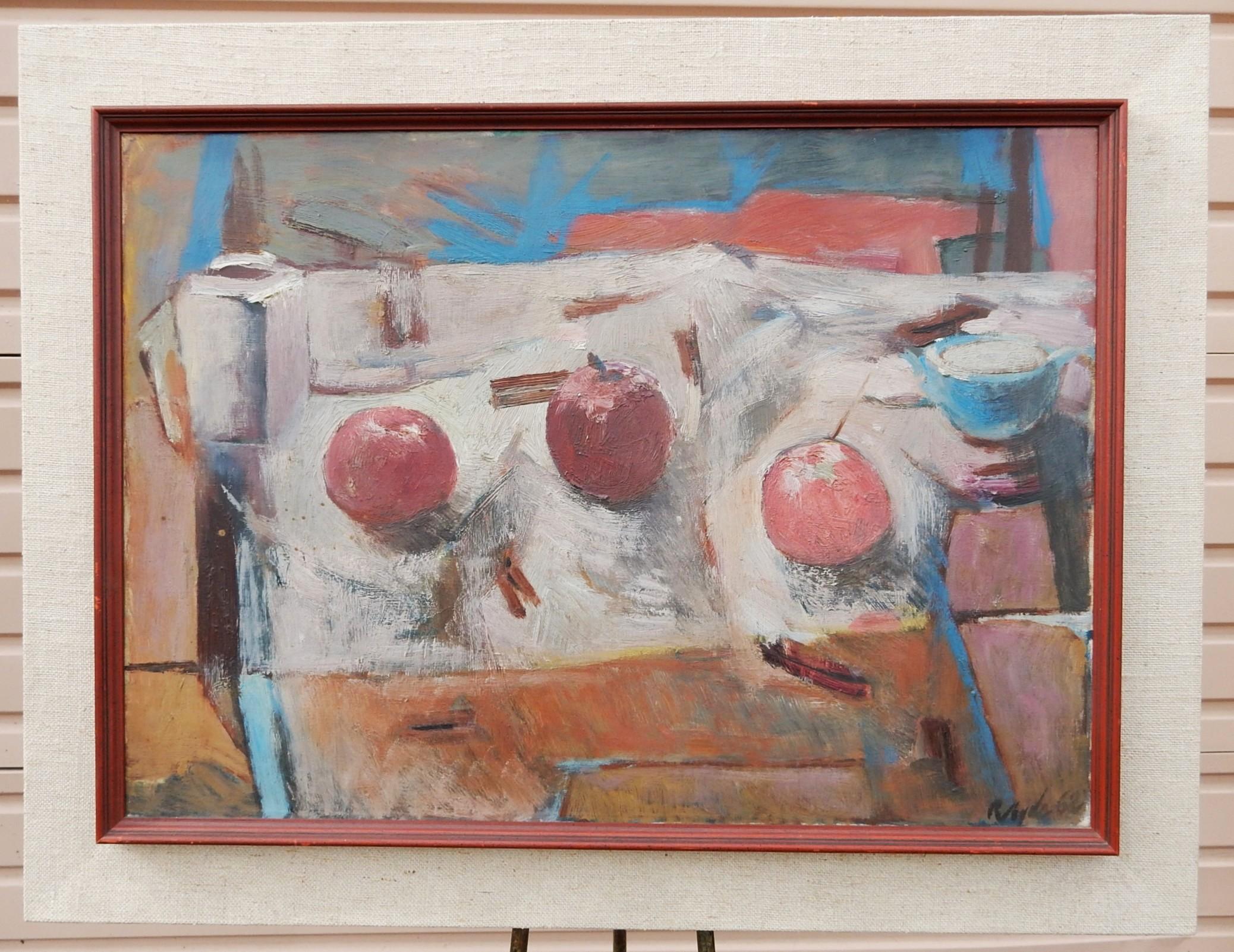 Canvas Mid Century Modern Abstract Still Life Painting by Robert Hyde 1962 For Sale
