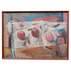 Mid Century Modern Abstract Still Life Painting by Robert Hyde 1962