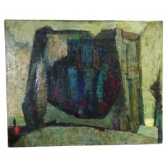 « Le pèlerinage » abstrait moderne du milieu du siècle dernier encadré de Martin Friedman, vers 1948