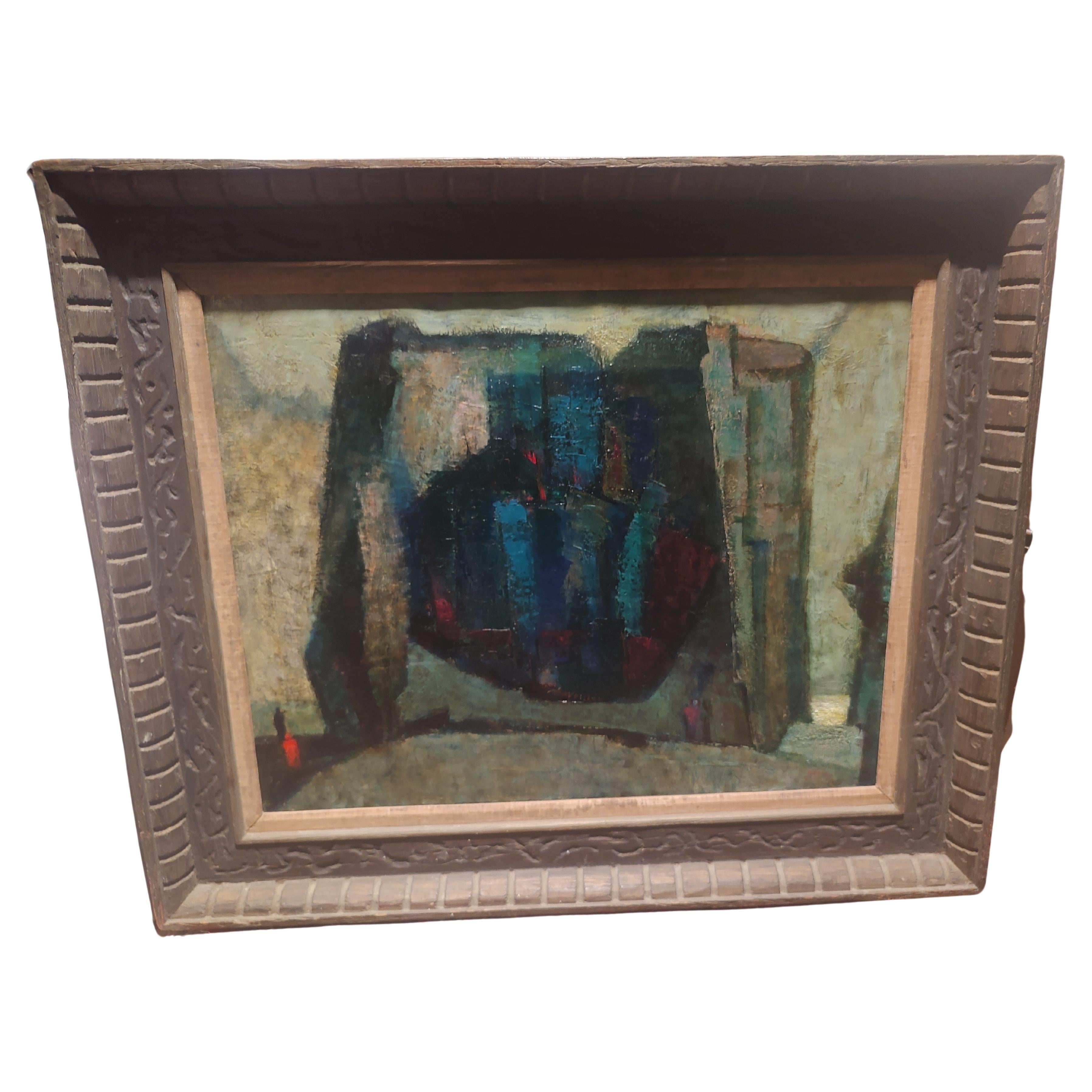 Mid-Century Modern Abstract "the Pilgrimage" by Martin Friedman, C1948 Framed