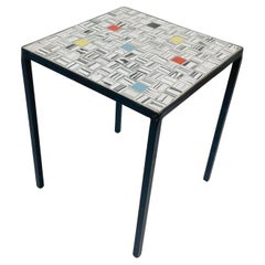 Table à plateau en carreaux abstraits mi-siècle moderne