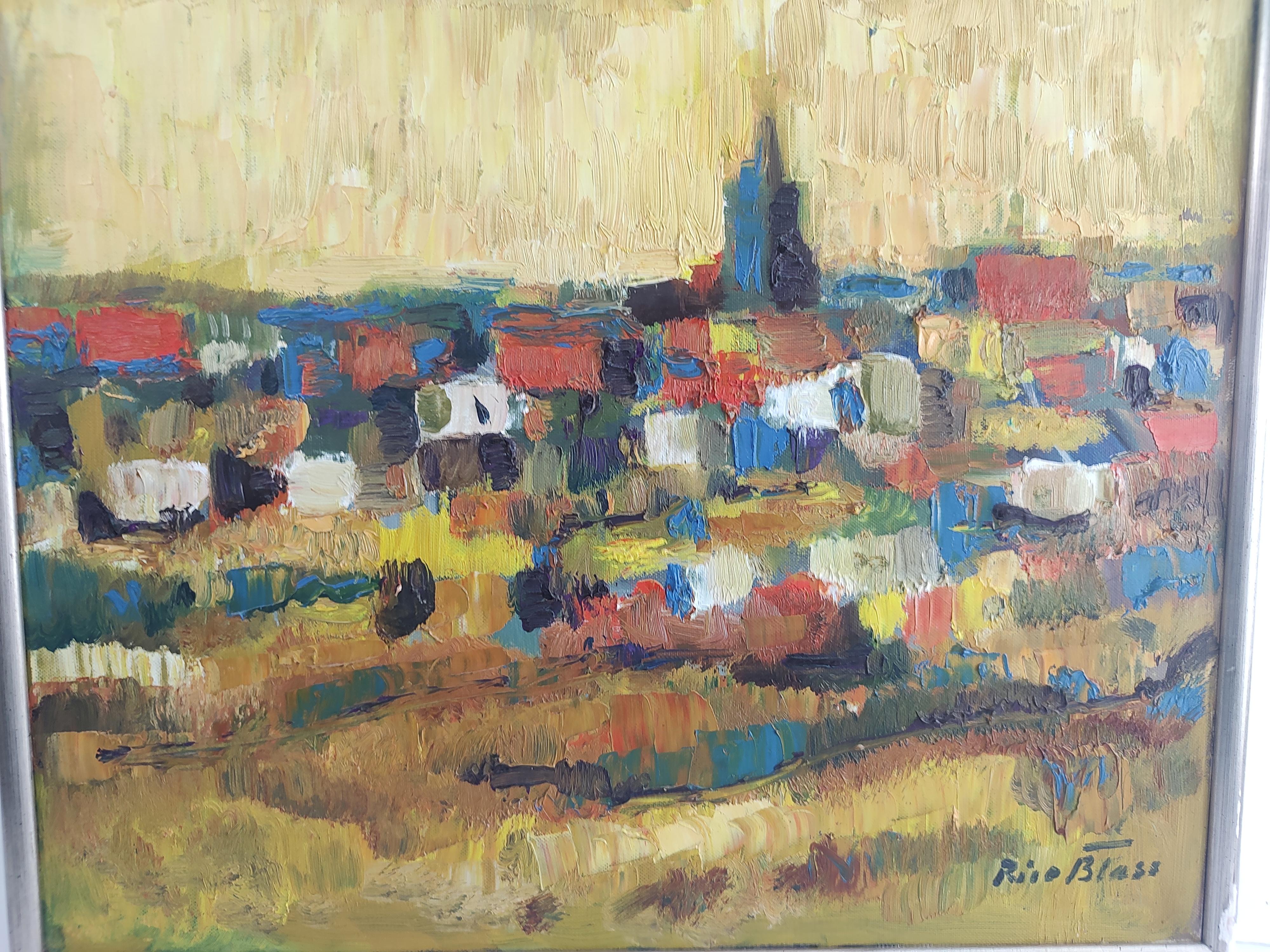 Mid Century Modern Abstract View of a Cathedral in Rouen France by Rico Blass For Sale 1