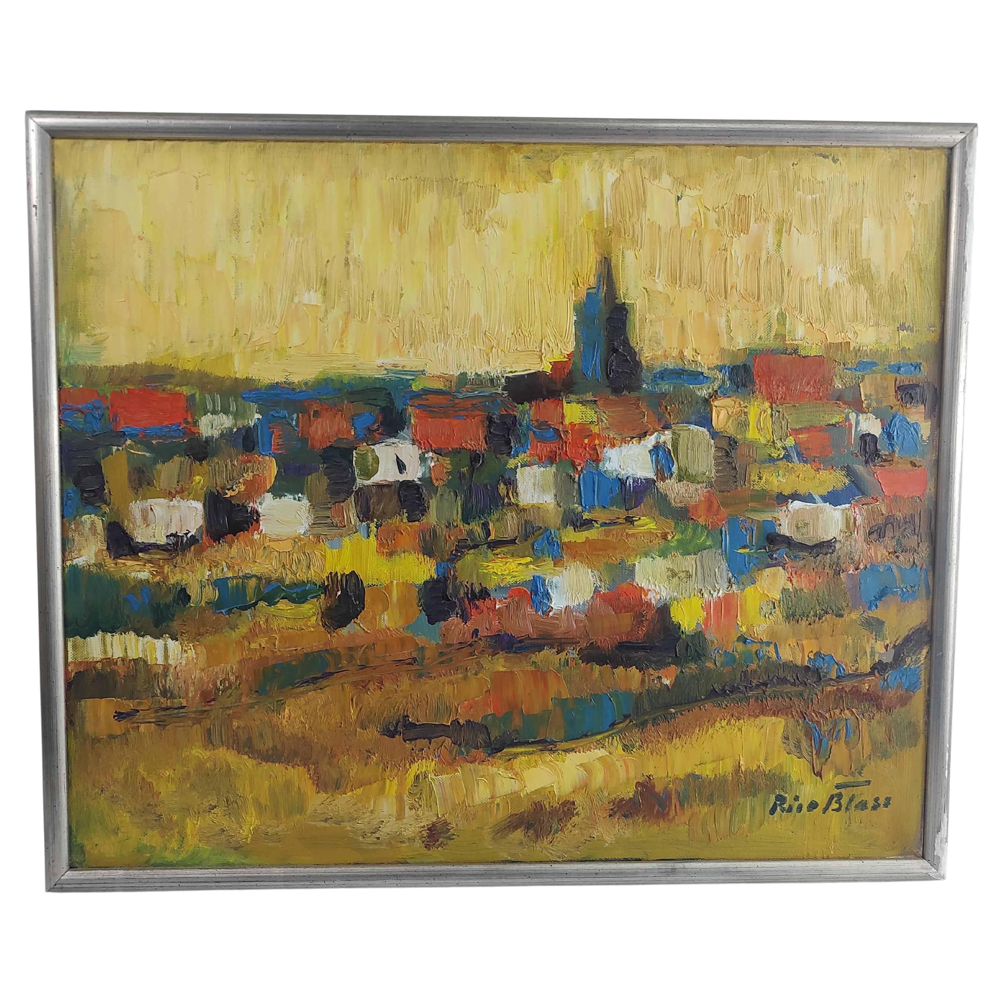 Mid Century Modern Abstract View of a Cathedral in Rouen France by Rico Blass For Sale