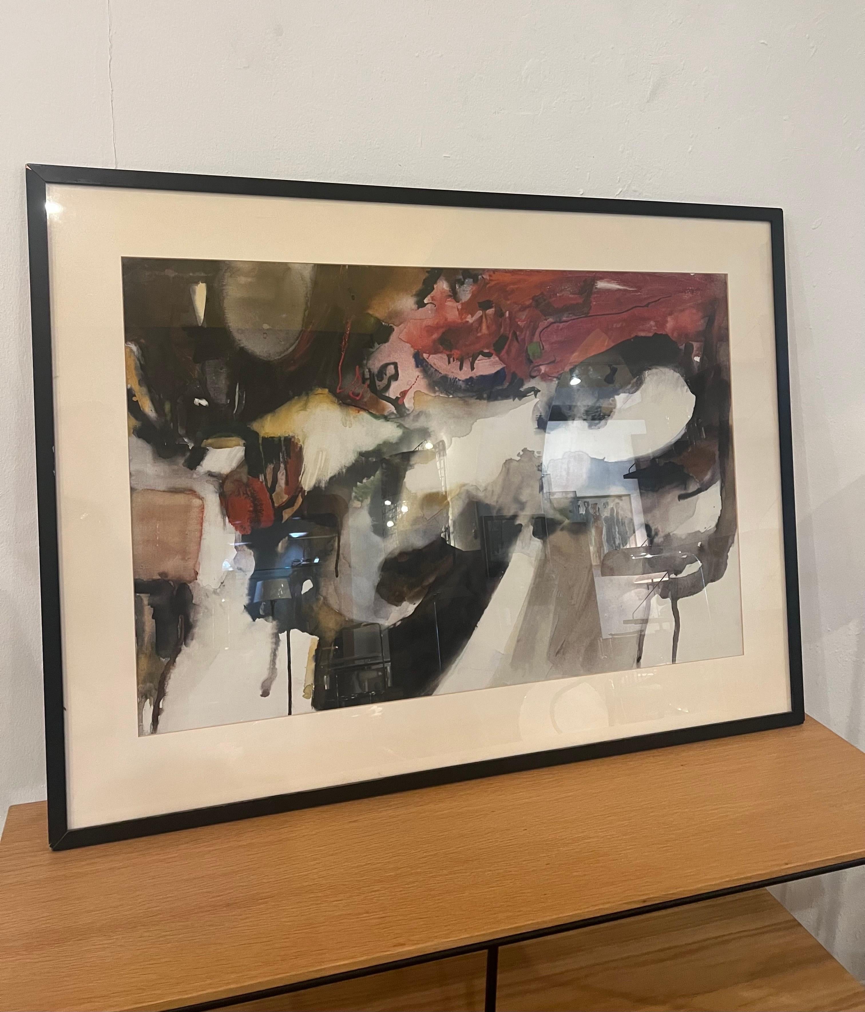 20th Century Mid Century Modern Abstract Watercolor by California Artist Caroline Harris  For Sale