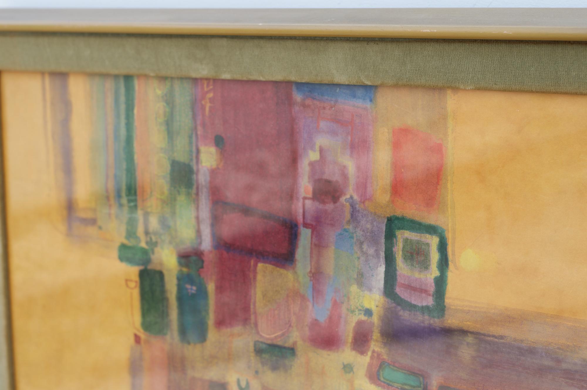 Mid-Century Modern Abstract Watercolor In Good Condition For Sale In Charlottesville, VA