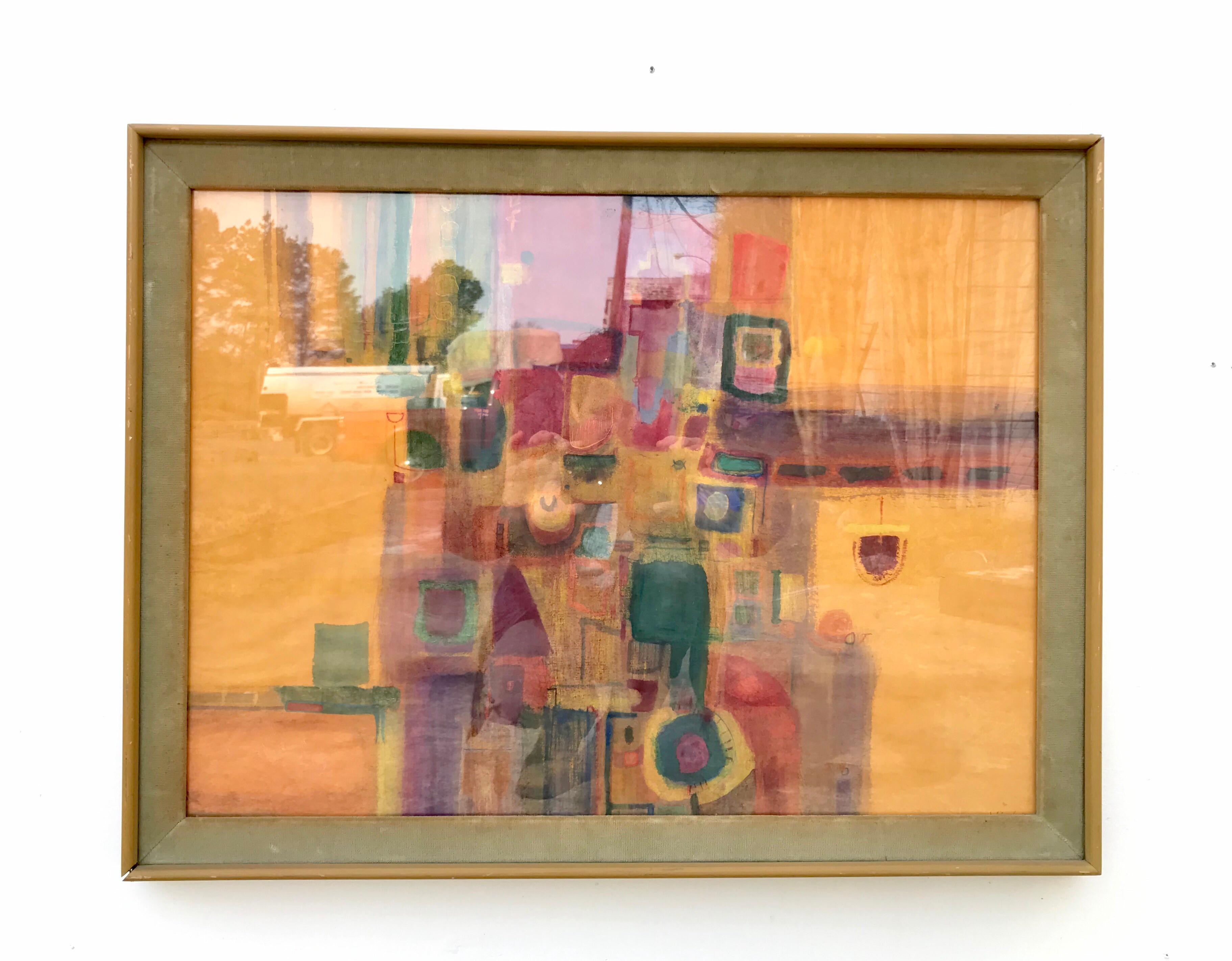 Mid-Century Modern Abstract Watercolor For Sale 1